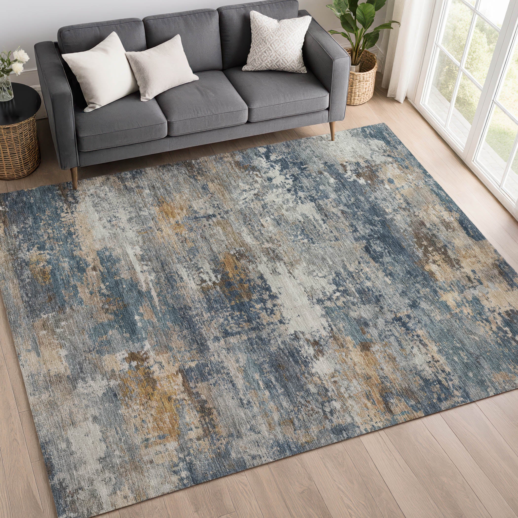 Ghent Machine Washable Traditional Blue Rug 3' x 5' #shape_Rectangle