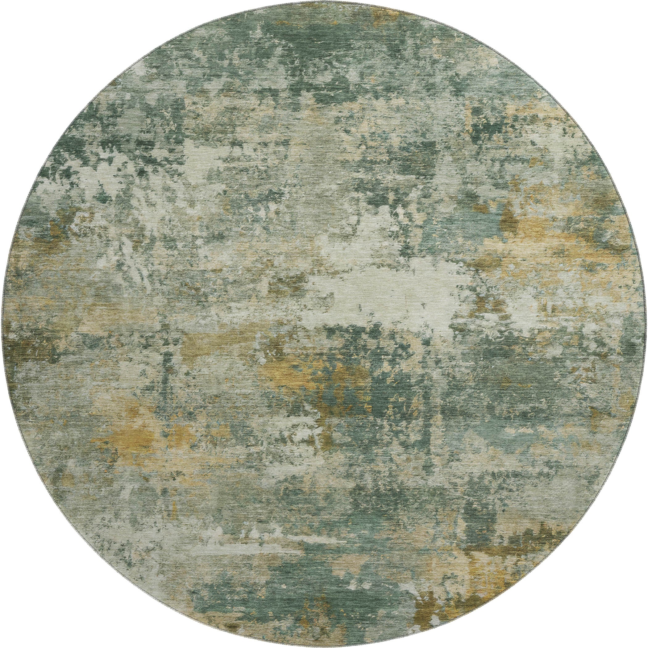 Ghent Machine Washable Traditional Fern Green Rug 8' x 8' #shape_Round