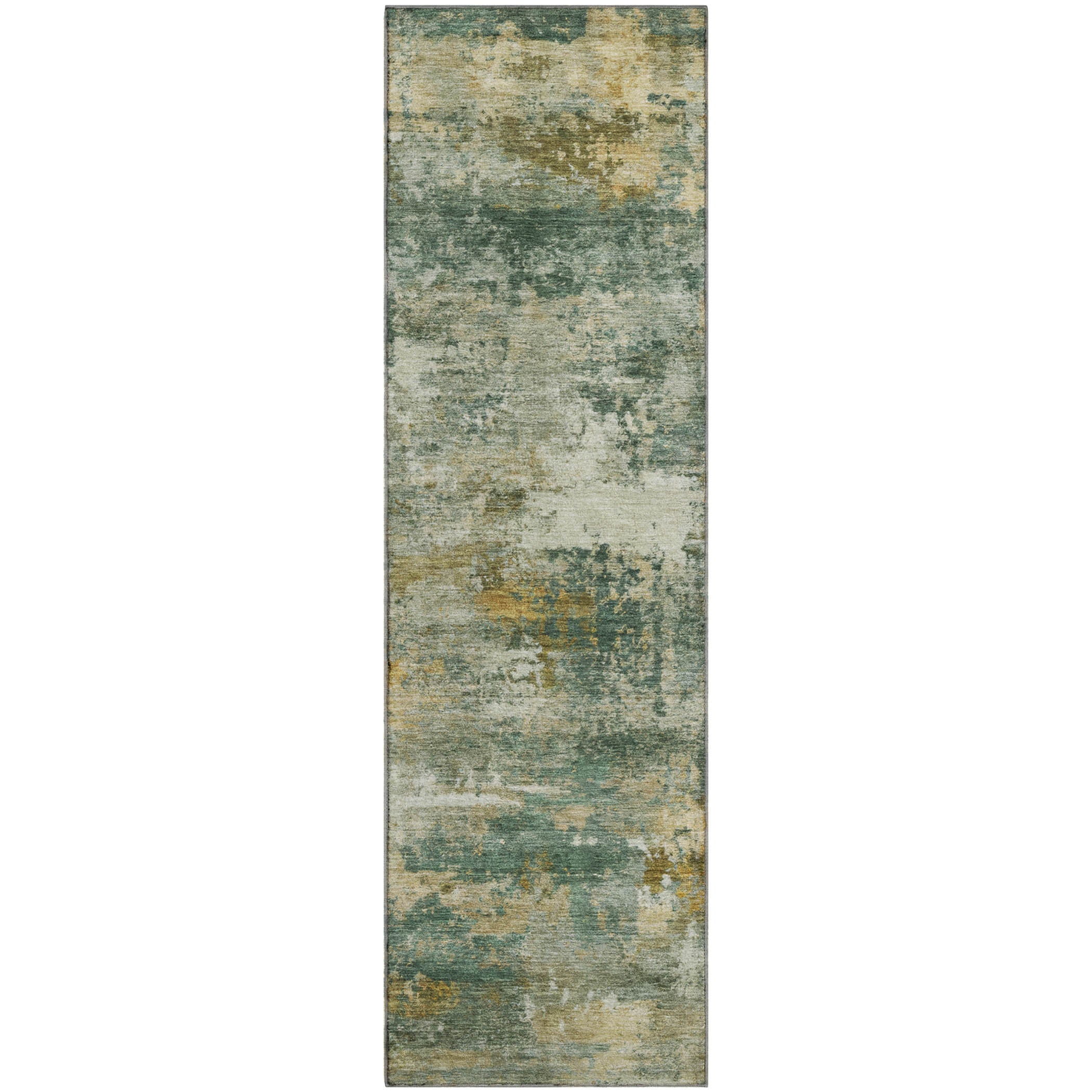 Ghent Machine Washable Traditional Fern Green Rug 2'3" x 7'6" #shape_Runner