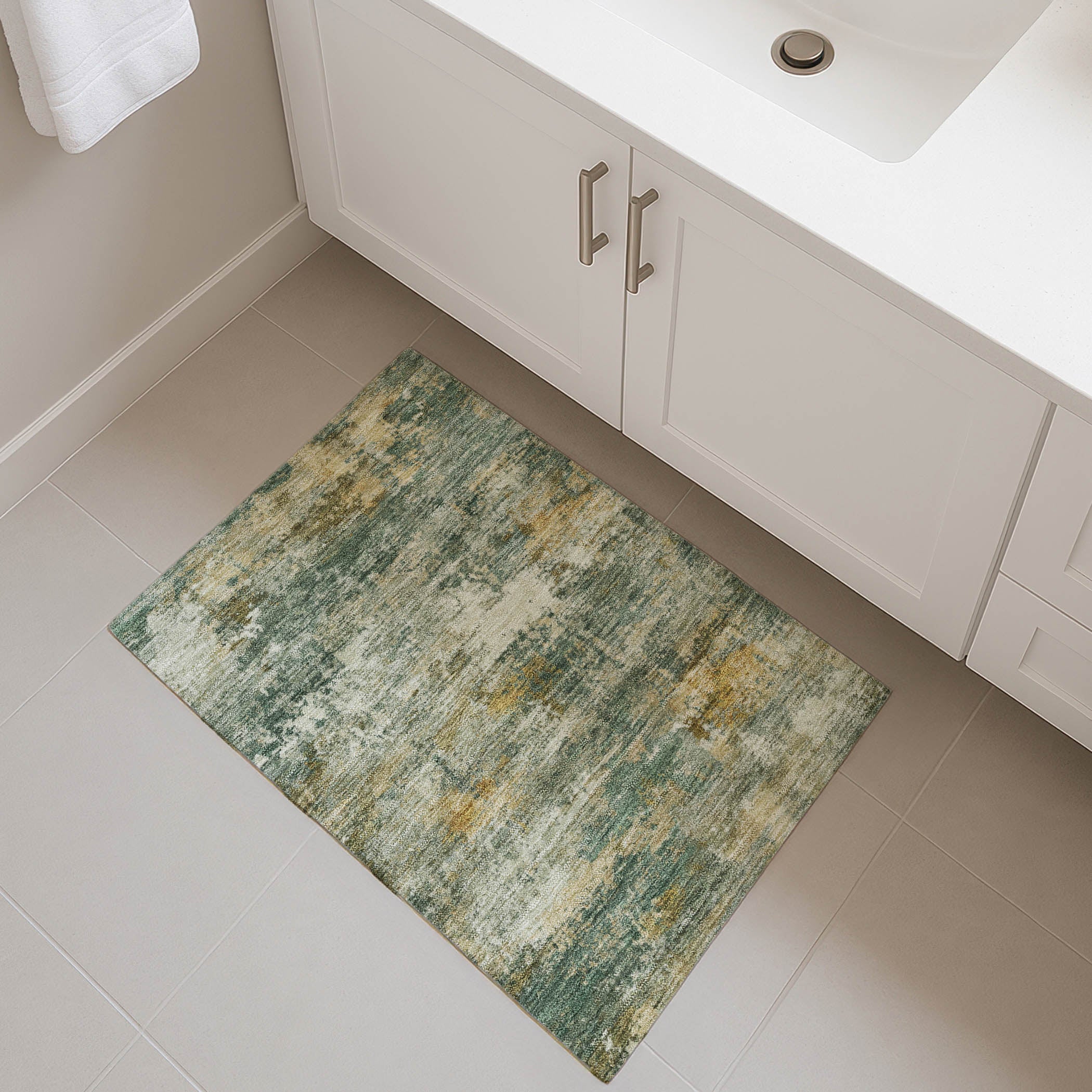 Ghent Machine Washable Traditional Fern Green Rug 1'8" x 2'6" #shape_Rectangle