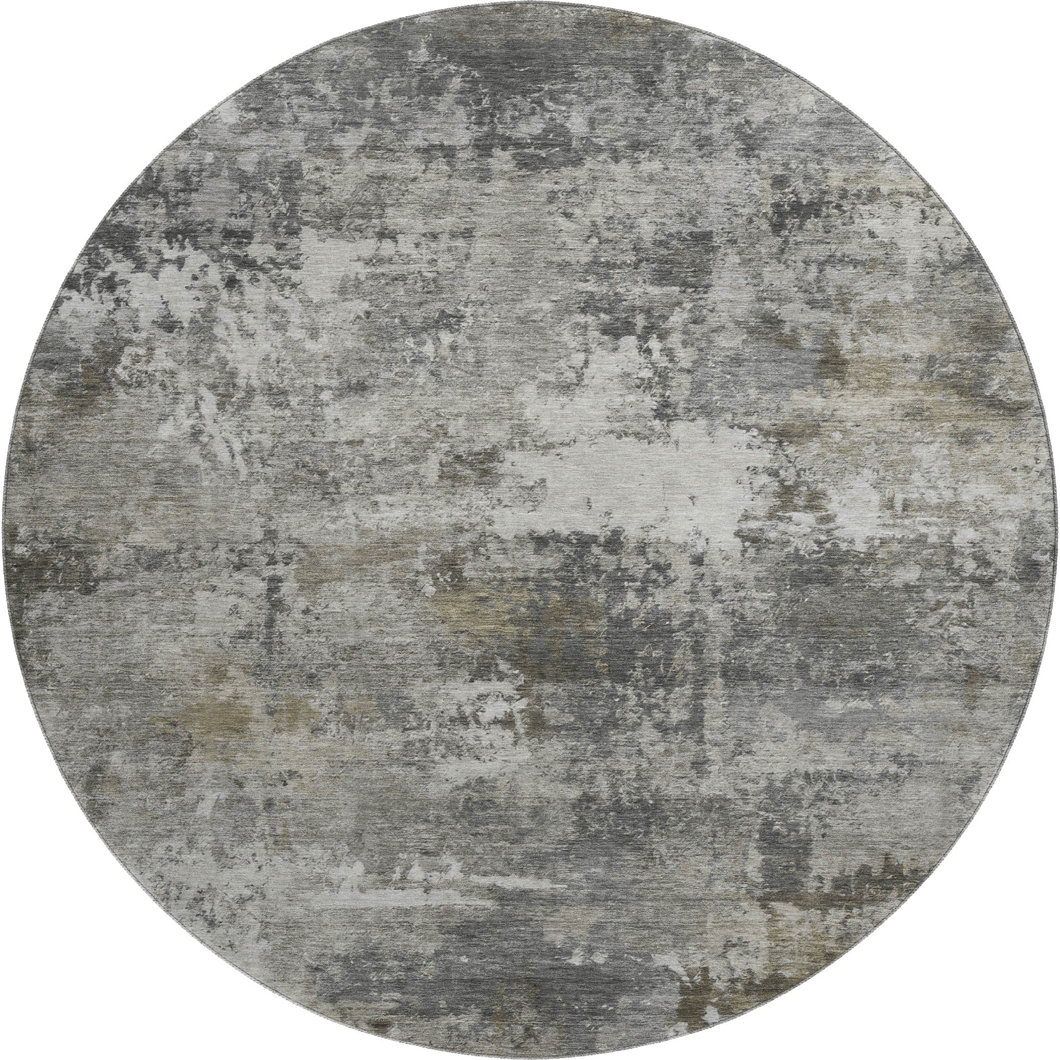 Ghent Machine Washable Traditional Gray Rug 8' x 8' #shape_Round