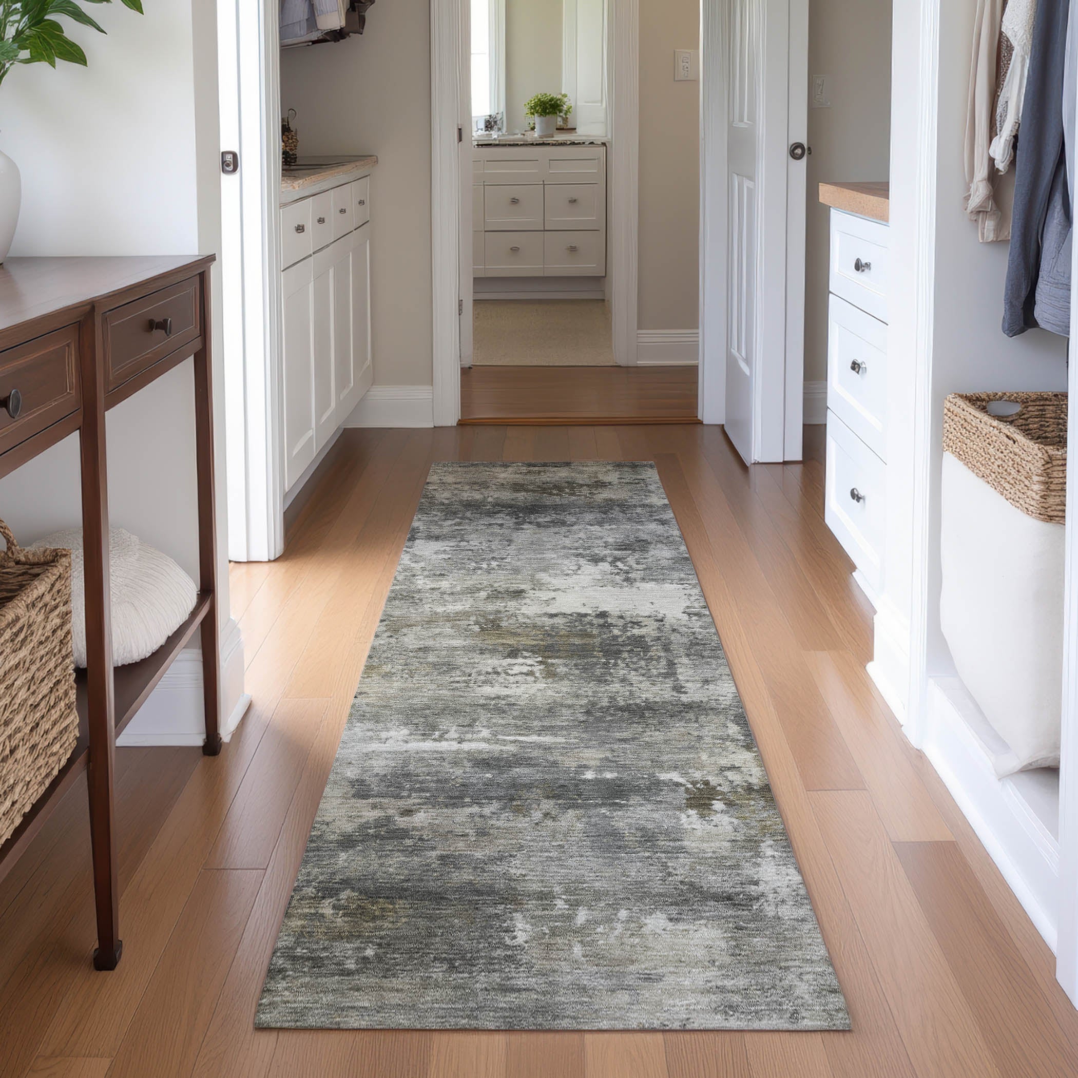 Ghent Machine Washable Traditional Gray Rug 2'3" x 7'6" #shape_Runner