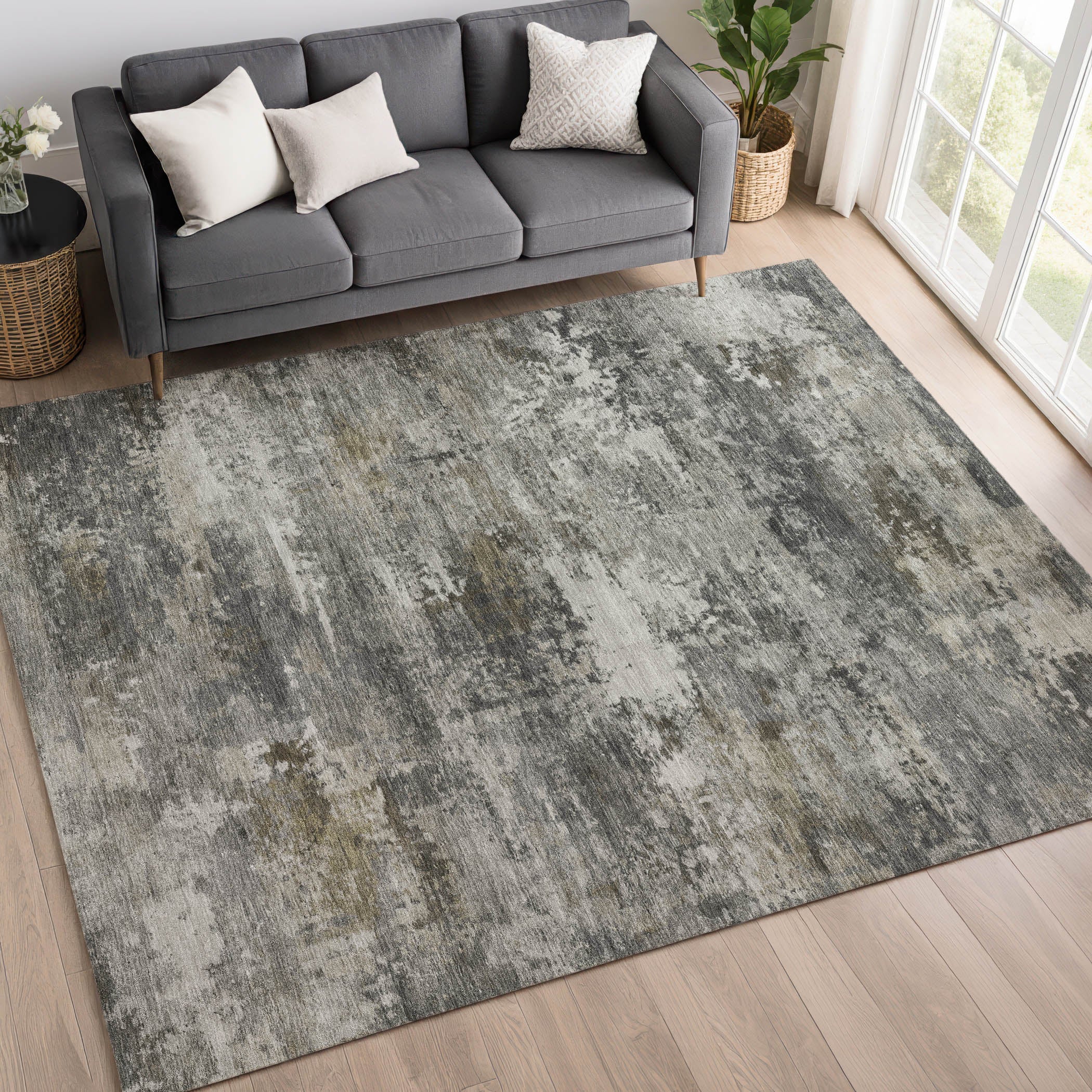 Ghent Machine Washable Traditional Gray Rug 3' x 5' #shape_Rectangle