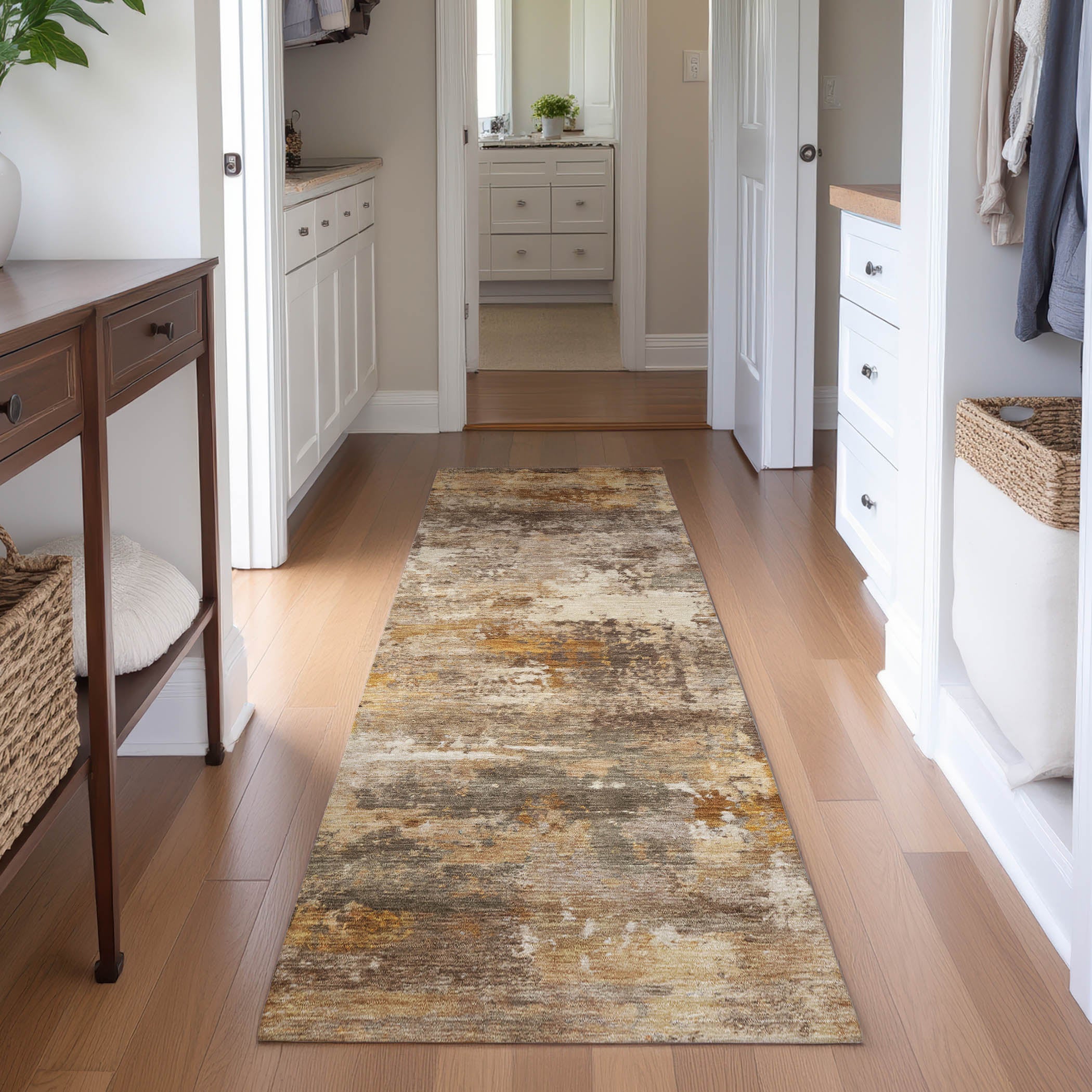 Ghent Machine Washable Transitional Paprika Orange Rug 2'3" x 7'6" #shape_Runner