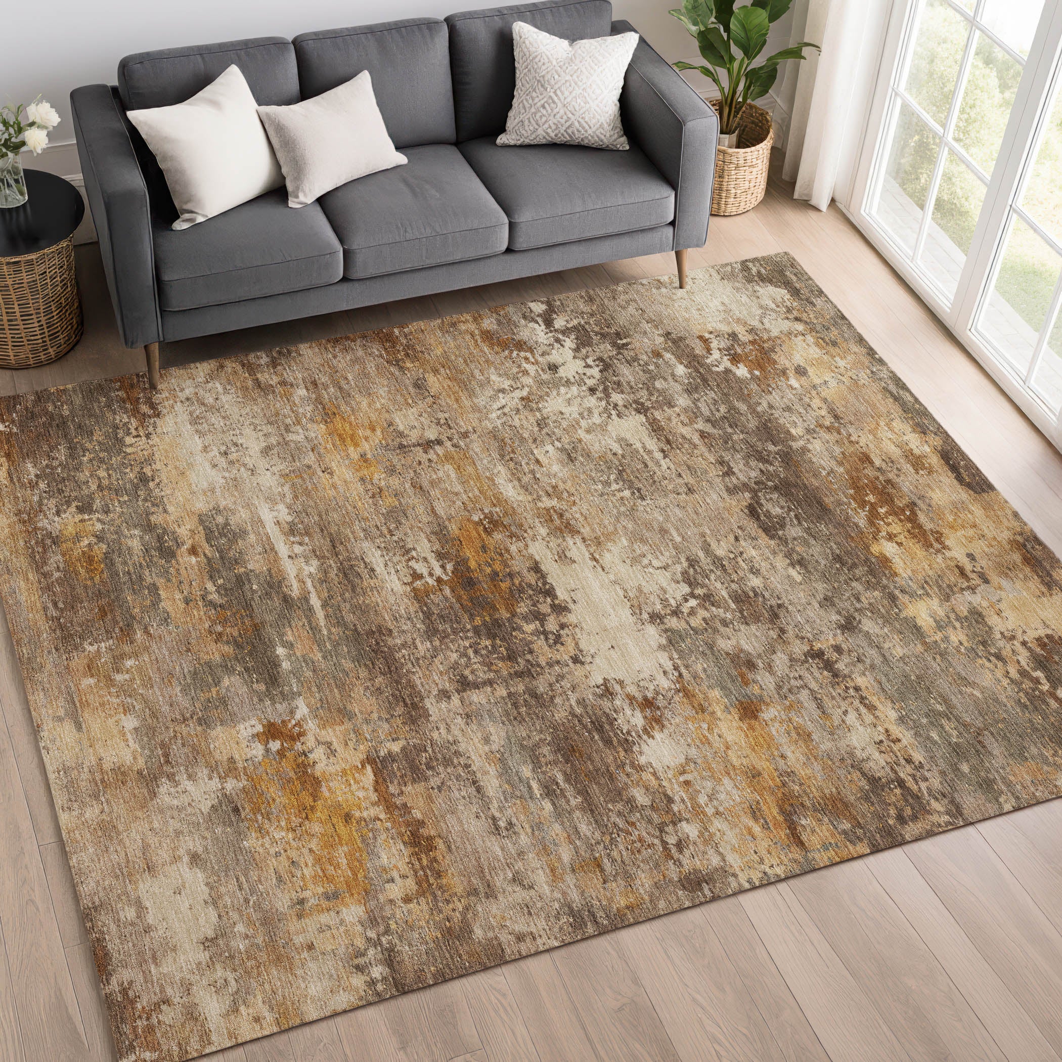 Ghent Machine Washable Transitional Paprika Orange Rug 3' x 5' #shape_Rectangle