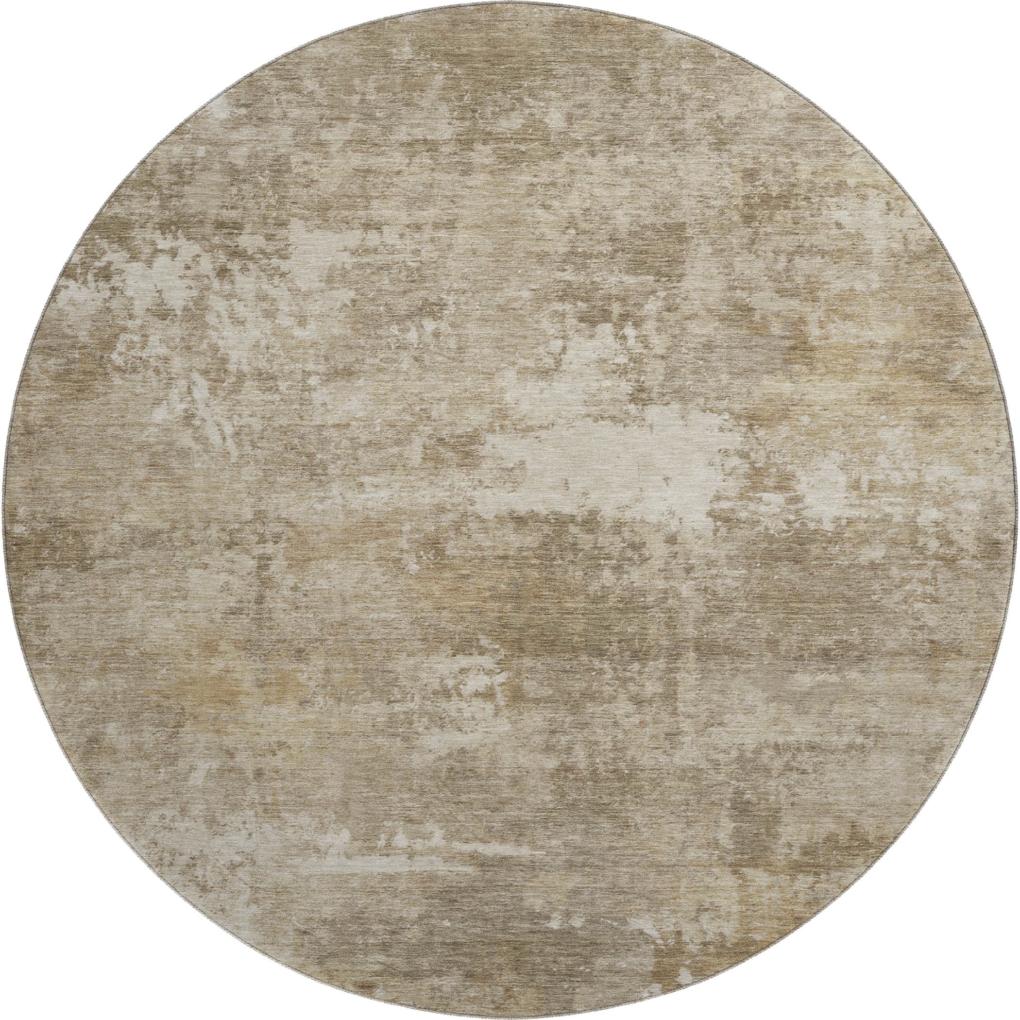 Bangkok Machine Washable Transitional Beige Brown Rug 8' x 8' #shape_Round