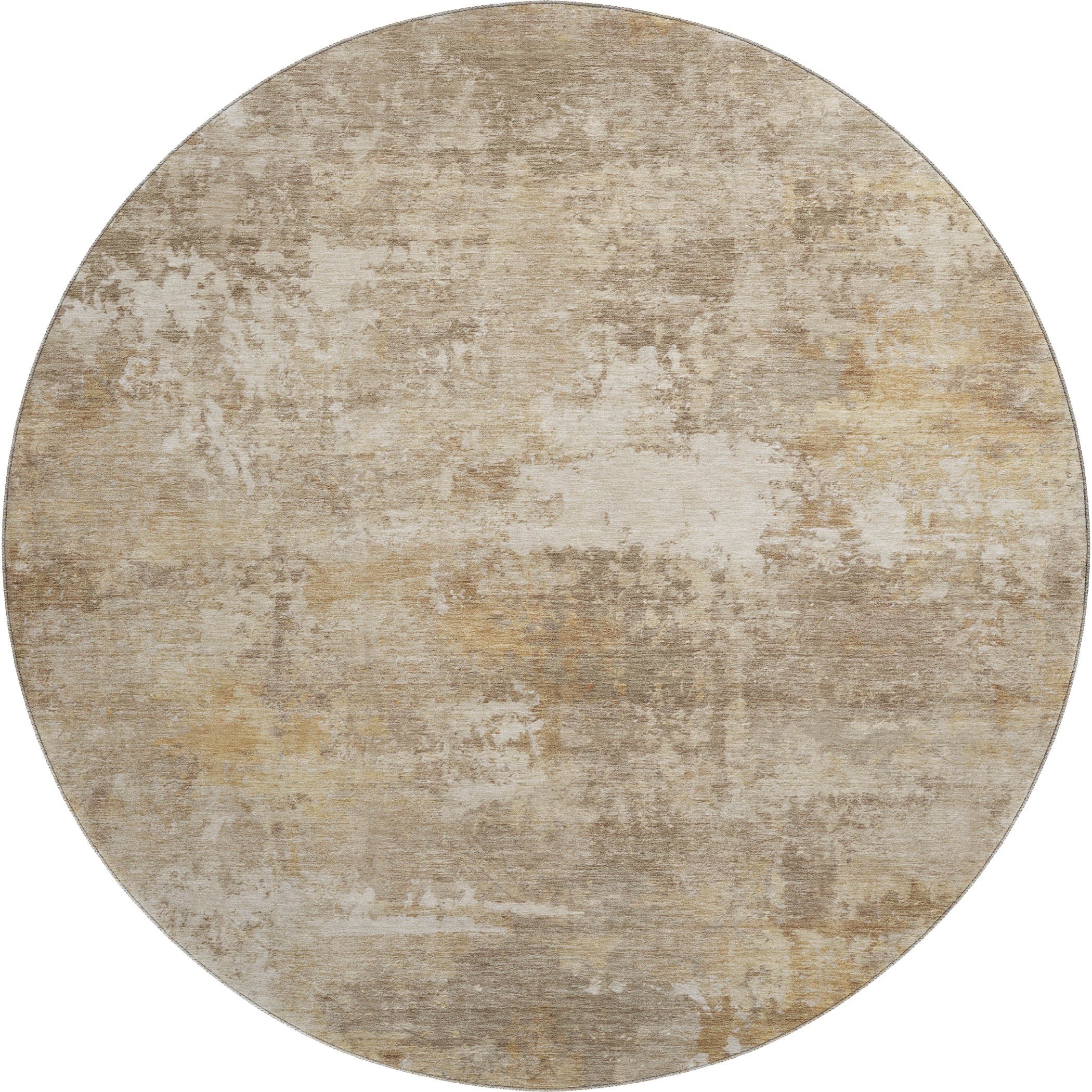 Bangkok Machine Washable Transitional Khaki Brown Rug 8' x 8' #shape_Round