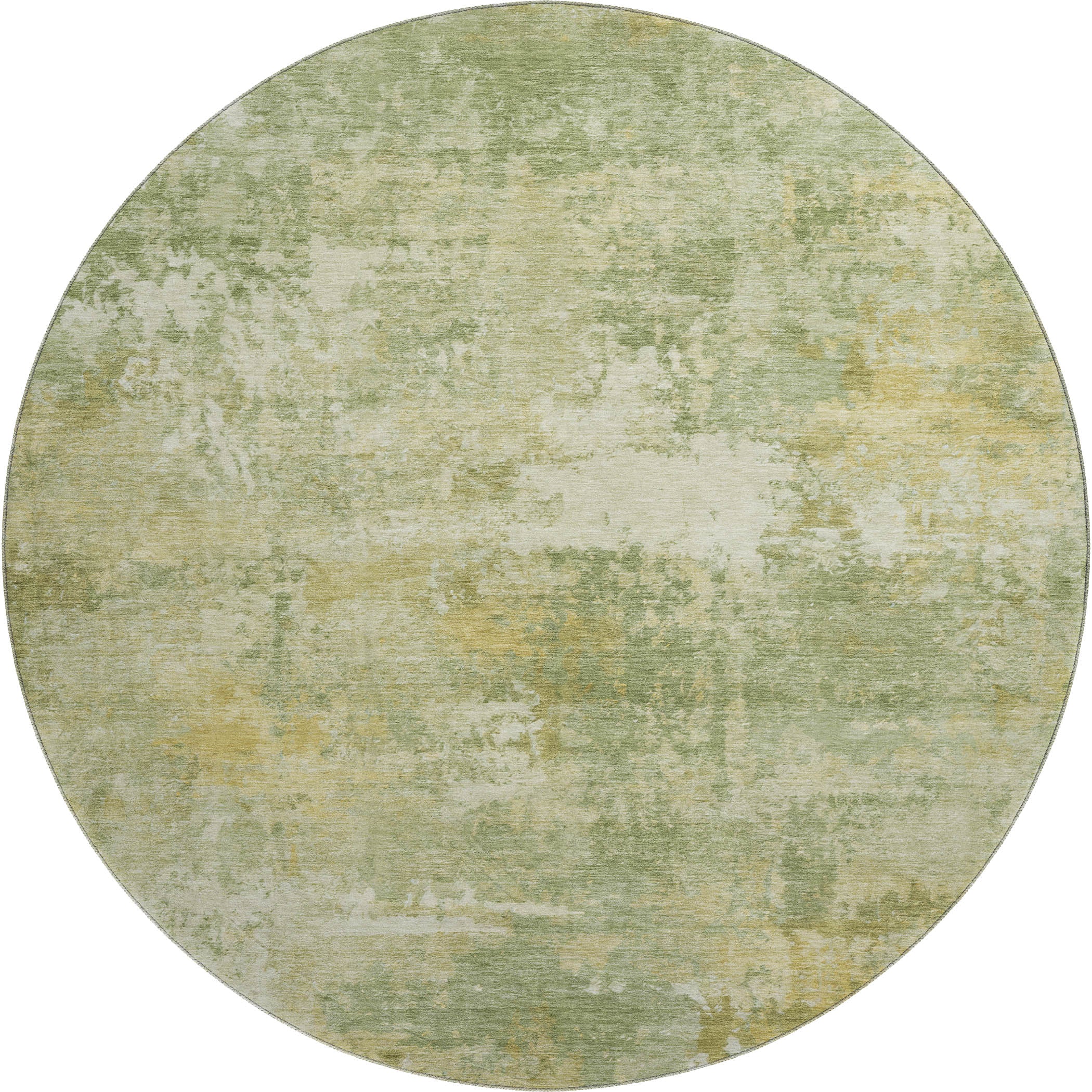 Bangkok Machine Washable Transitional Sage Green Rug 8' x 8' #shape_Round