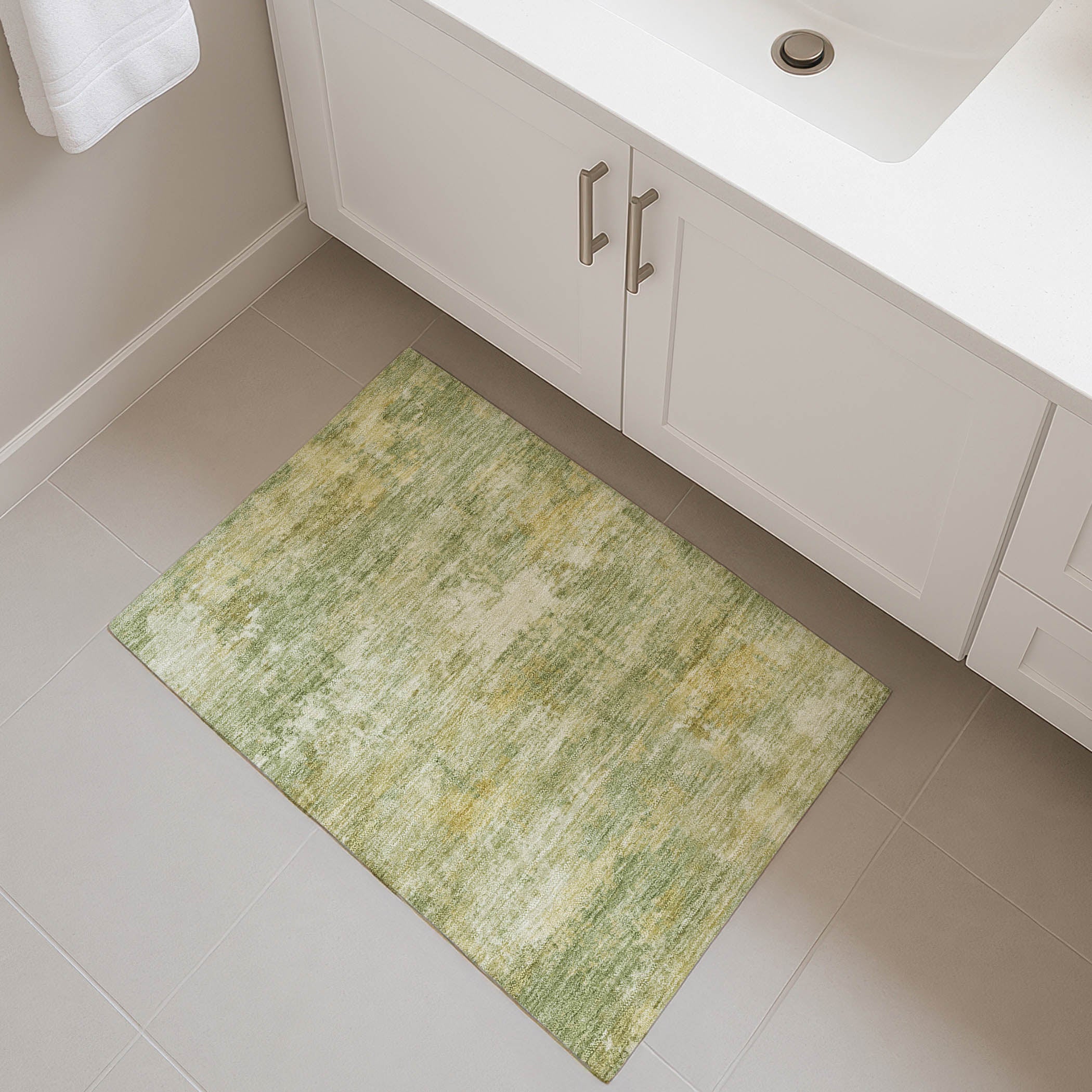 Bangkok Machine Washable Transitional Sage Green Rug 1'8" x 2'6" #shape_Rectangle