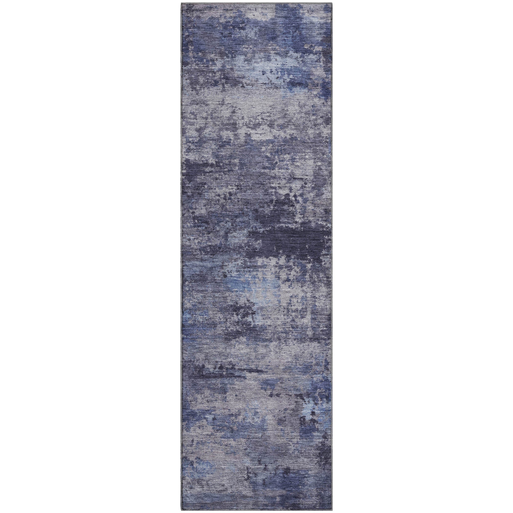Chiang Mai Machine Washable Transitional Blue Rug 2'3" x 7'6" #shape_Runner