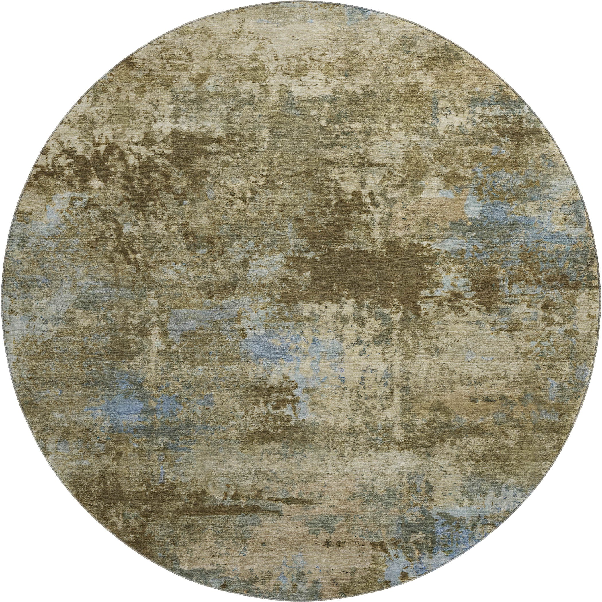 Chiang Mai Machine Washable Transitional Brown Rug 8' x 8' #shape_Round