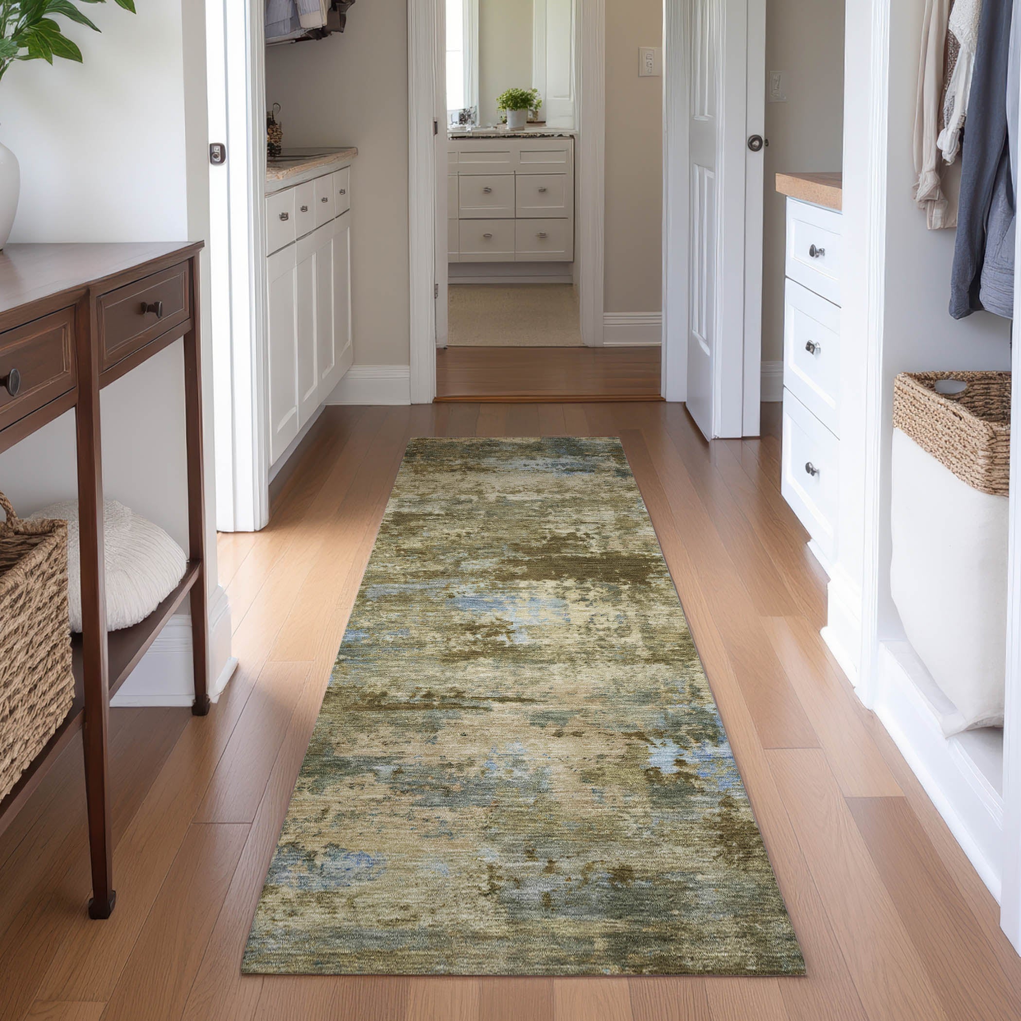 Chiang Mai Machine Washable Transitional Brown Rug 2'3" x 7'6" #shape_Runner