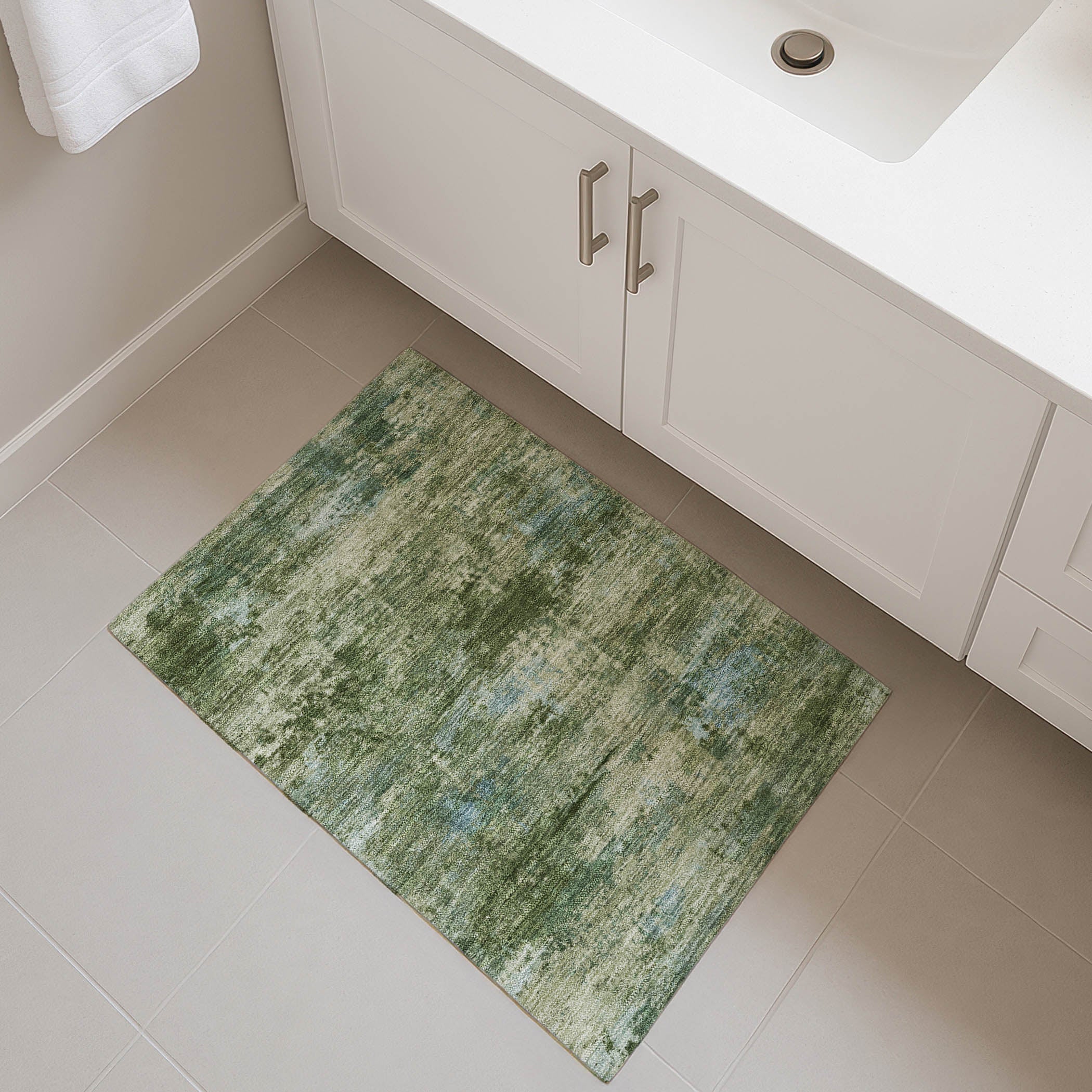 Chiang Mai Machine Washable Transitional Green Rug 1'8" x 2'6" #shape_Rectangle