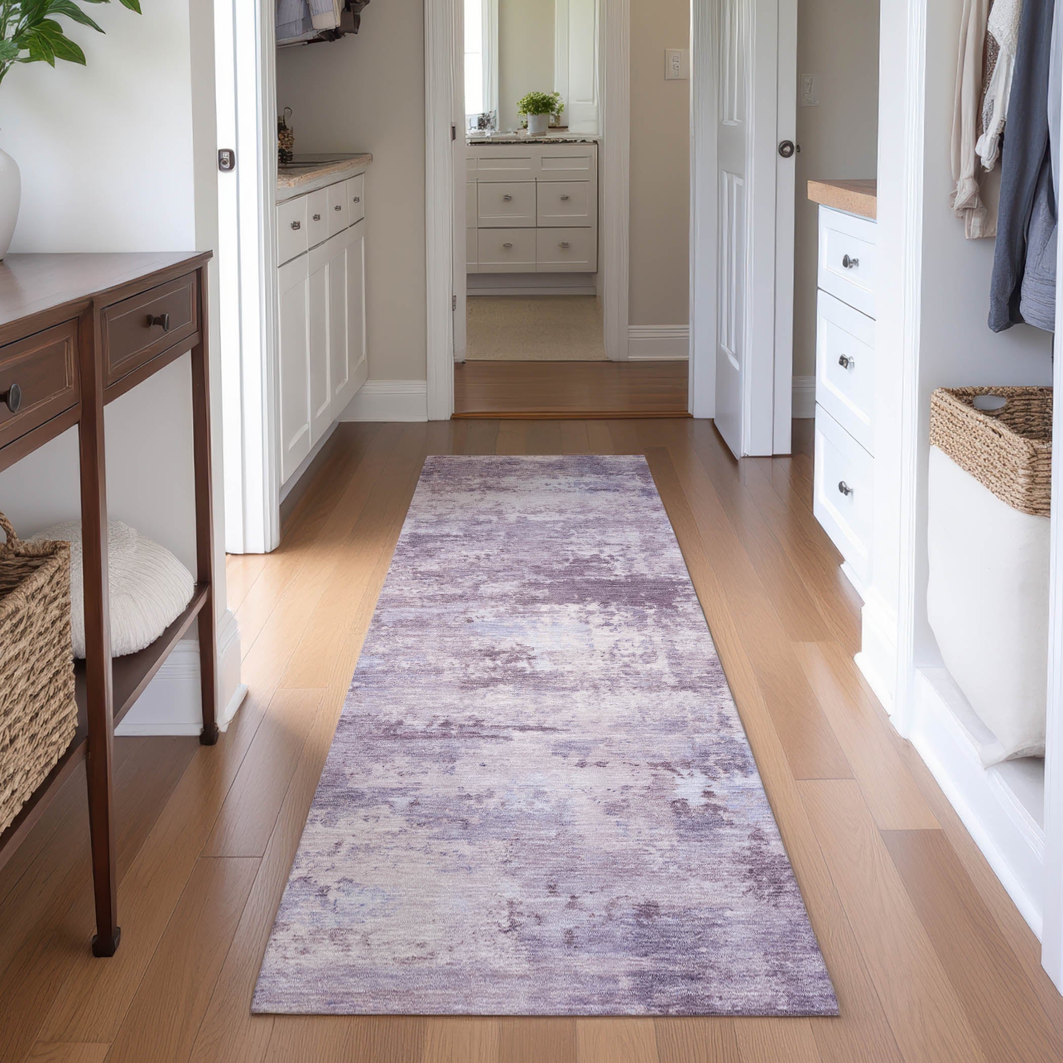Chiang Mai Machine Washable Traditional Lavender Purple Rug 2'3" x 7'6" #shape_Runner