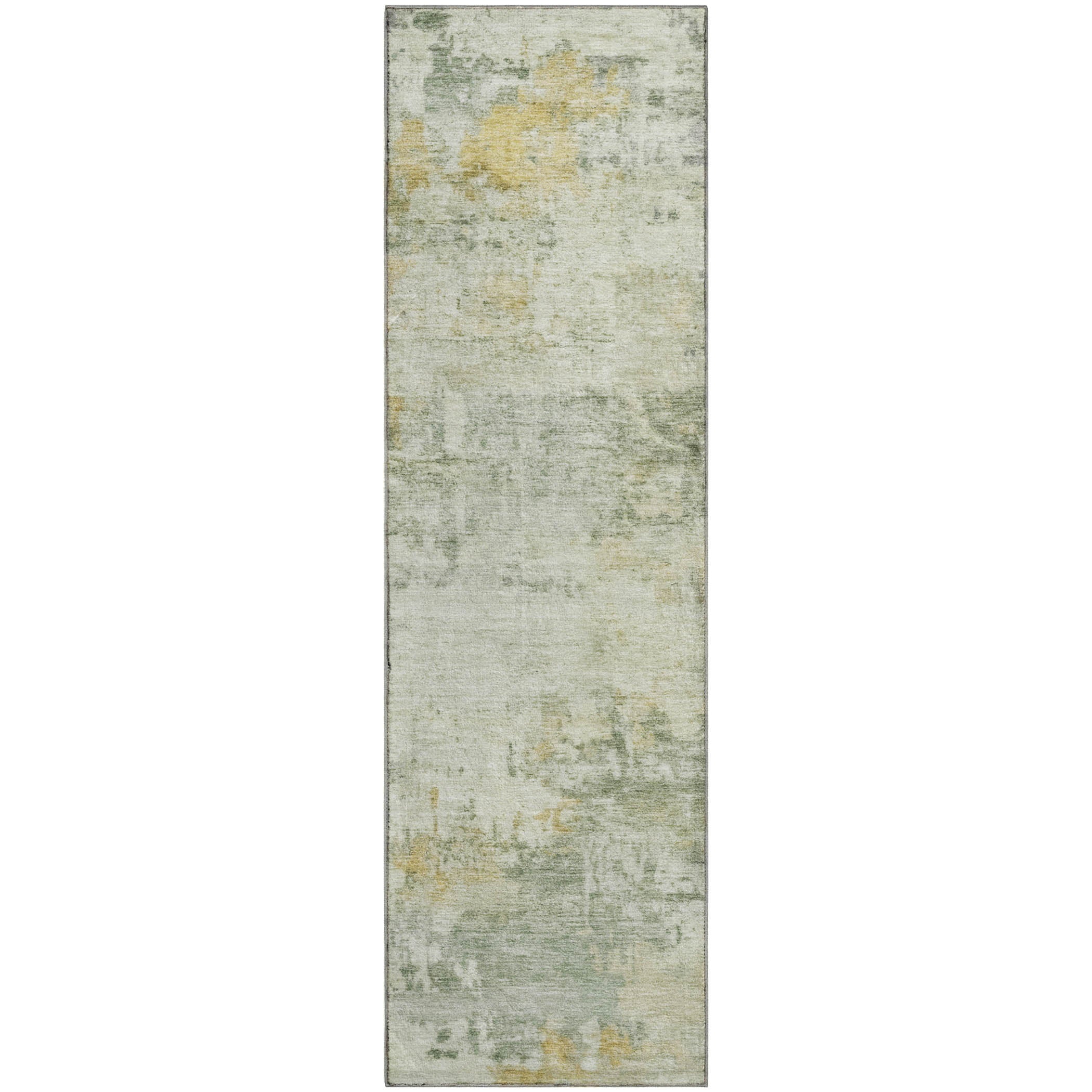 Bogota Machine Washable Traditional Aloe Green Rug 2'3" x 7'6" #shape_Runner