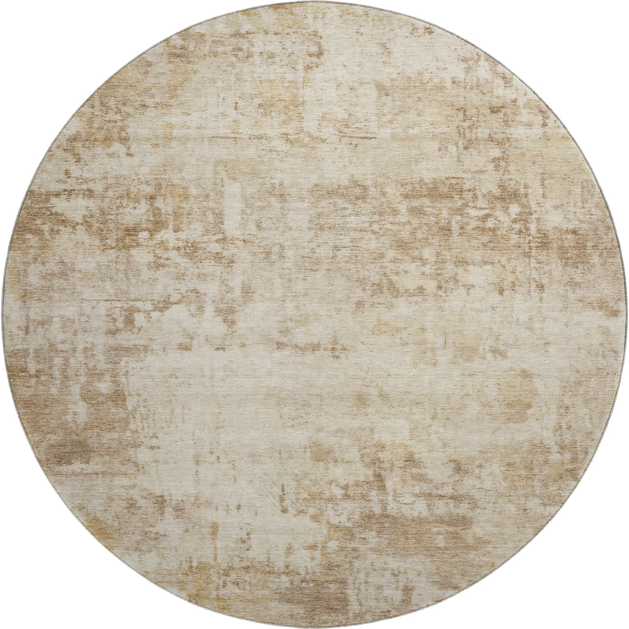 Bogota Machine Washable Traditional Beige Brown Rug 8' x 8' #shape_Round