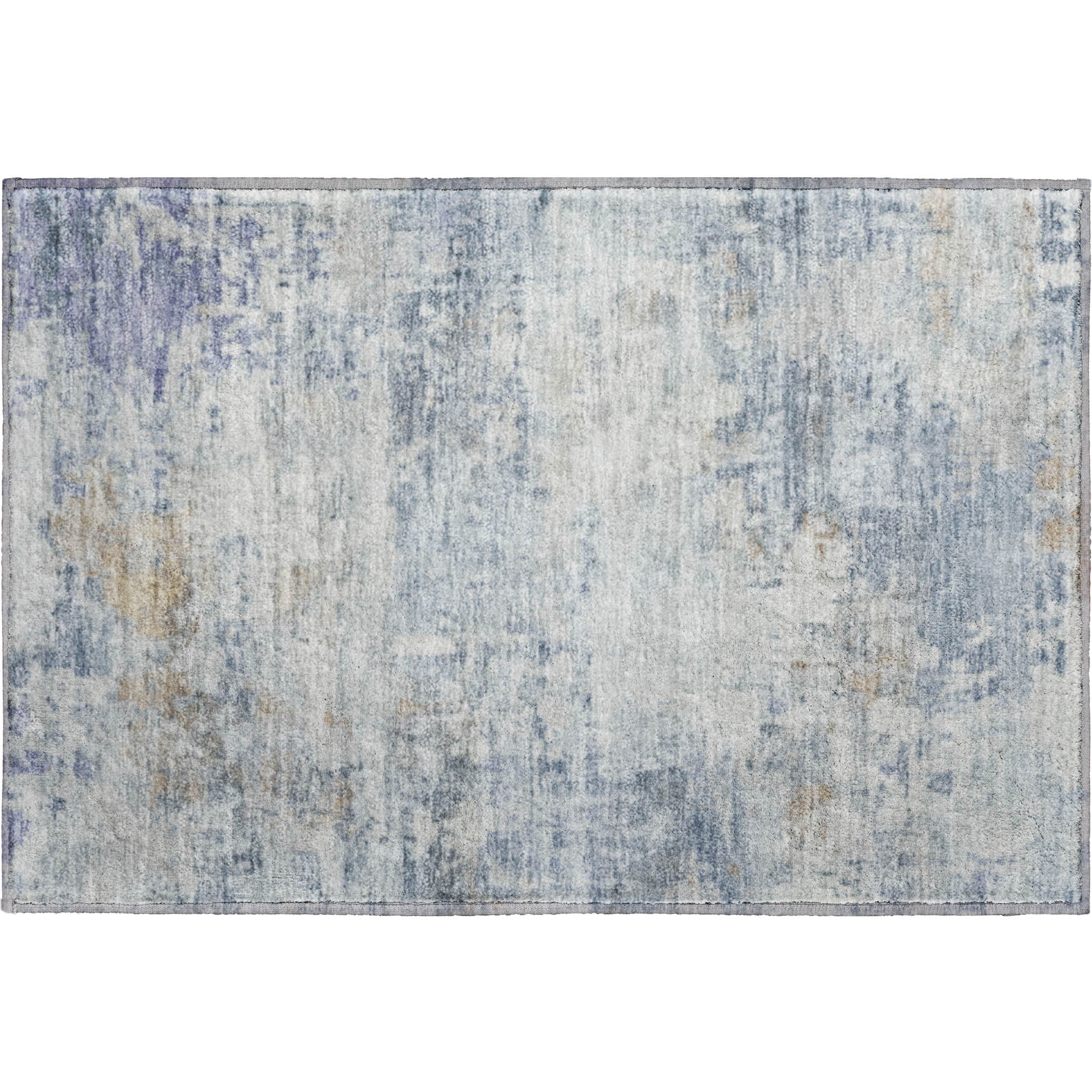 Bogota Machine Washable Traditional Sky Blue Rug 1'8" x 2'6" #shape_Rectangle