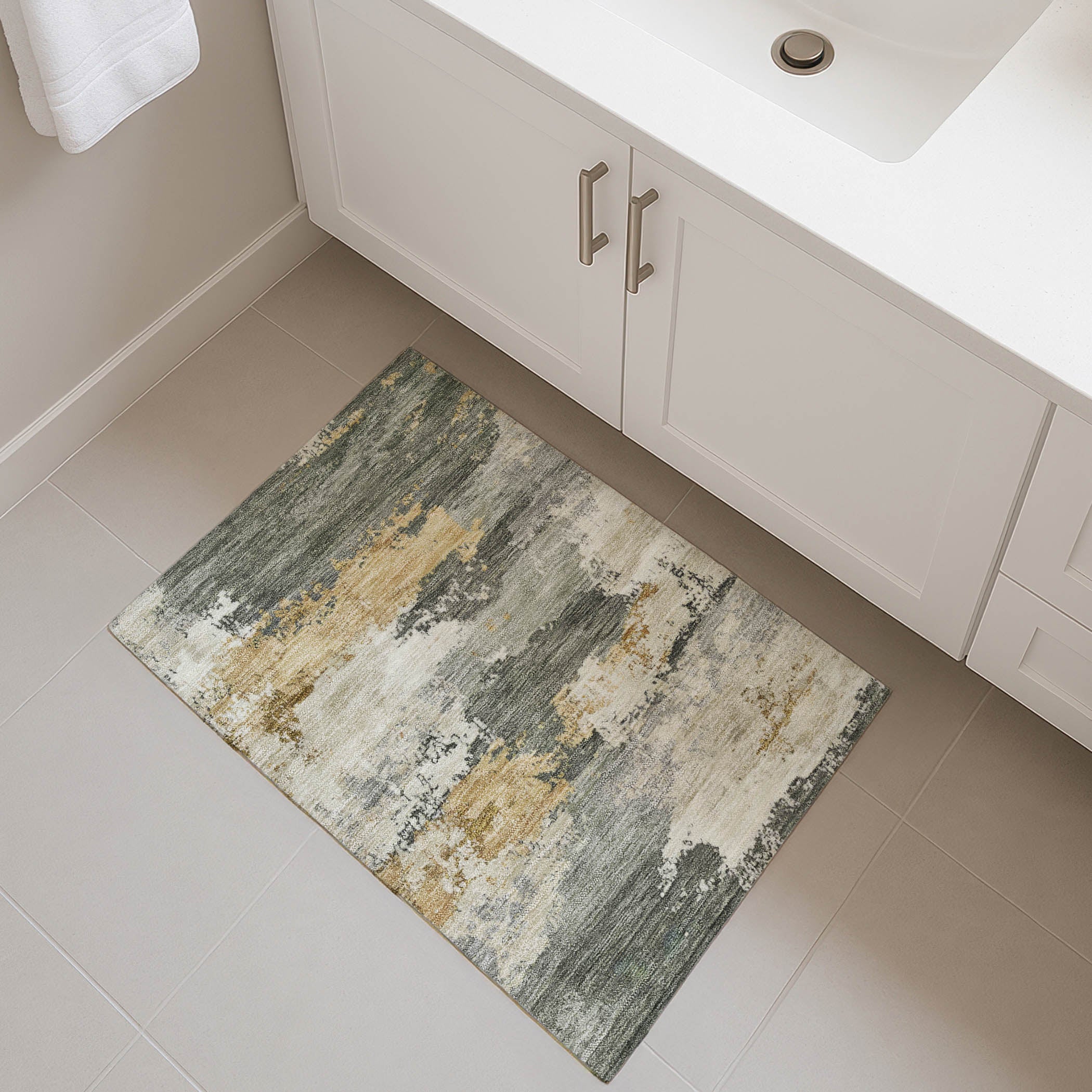 Colombo Machine Washable Traditional Basil Green Rug 1'8" x 2'6" #shape_Rectangle