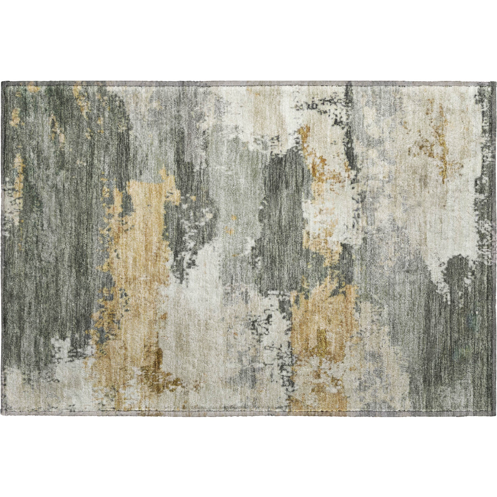 Colombo Machine Washable Traditional Basil Green Rug 1'8" x 2'6" #shape_Rectangle