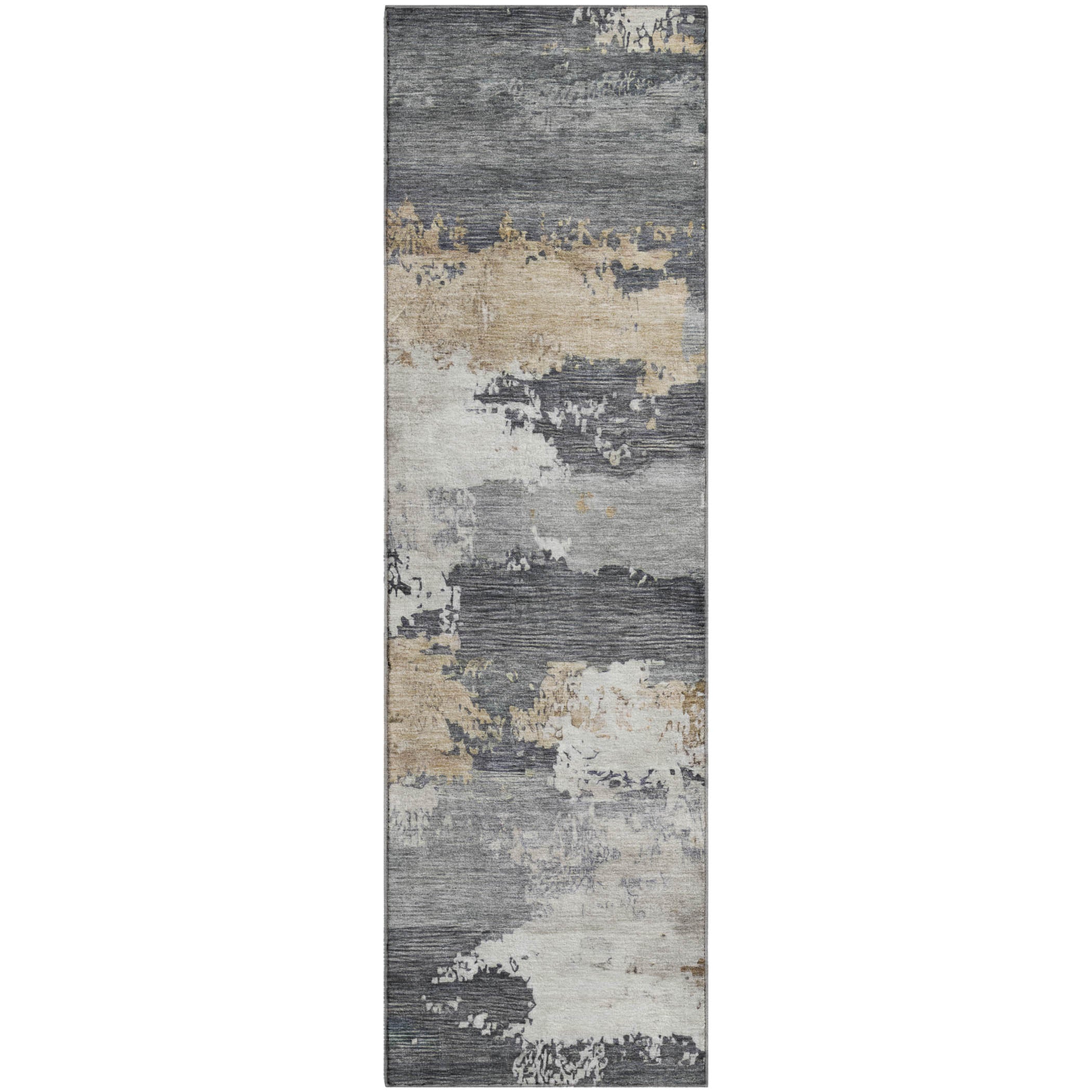 Colombo Machine Washable Traditional Charcoal Gray Rug 2'3" x 7'6" #shape_Runner
