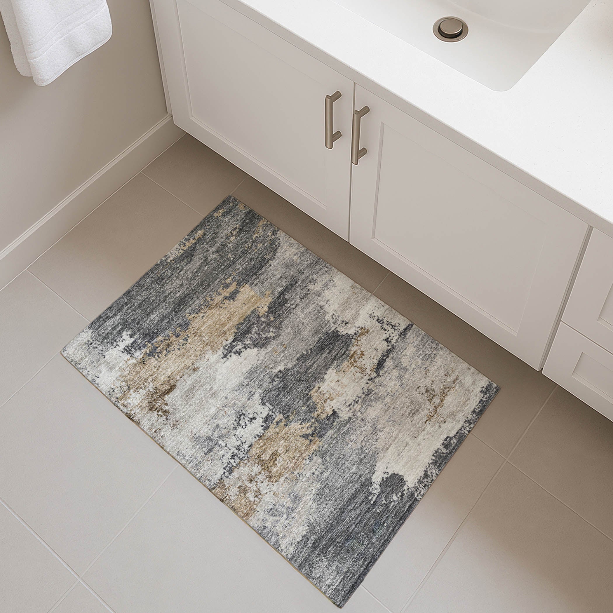 Colombo Machine Washable Traditional Charcoal Gray Rug 1'8" x 2'6" #shape_Rectangle