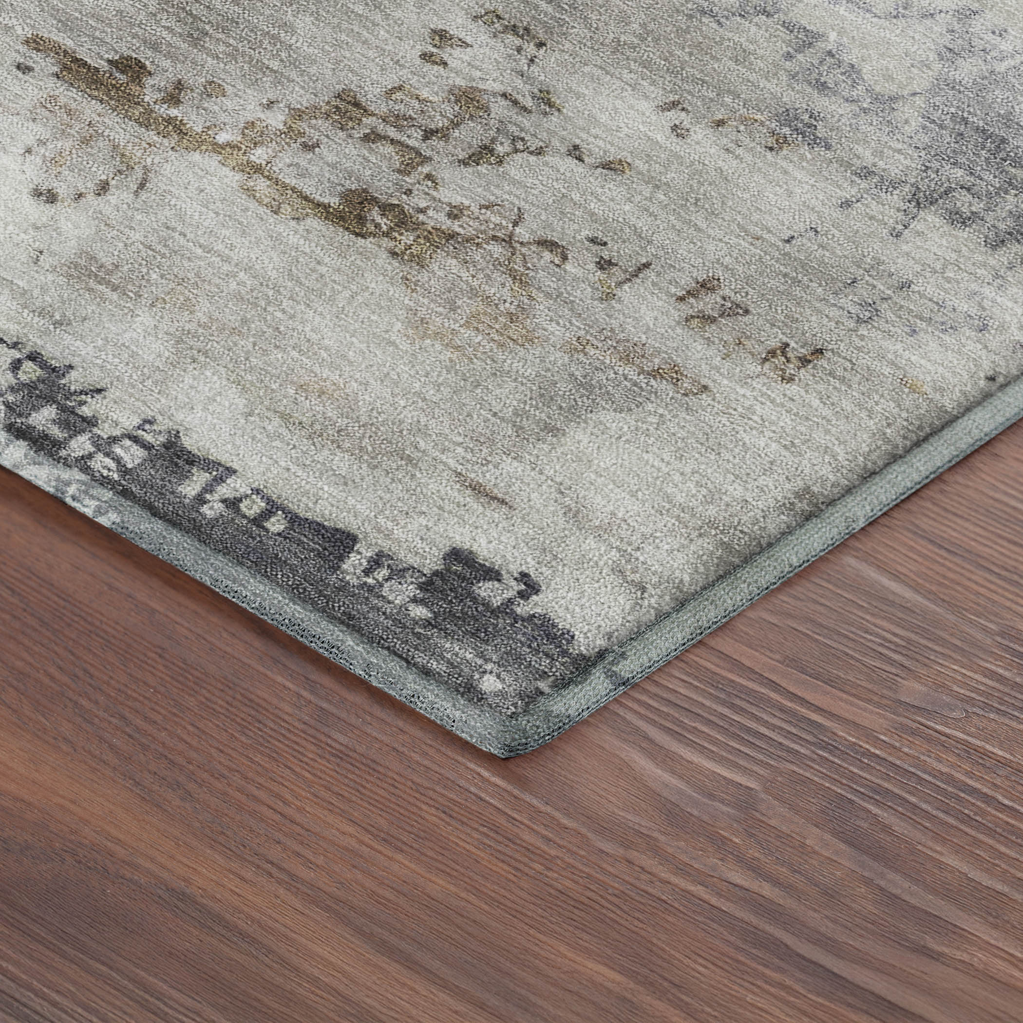 Colombo Machine Washable Traditional Charcoal Gray Rug 1'8" x 2'6" #shape_Rectangle