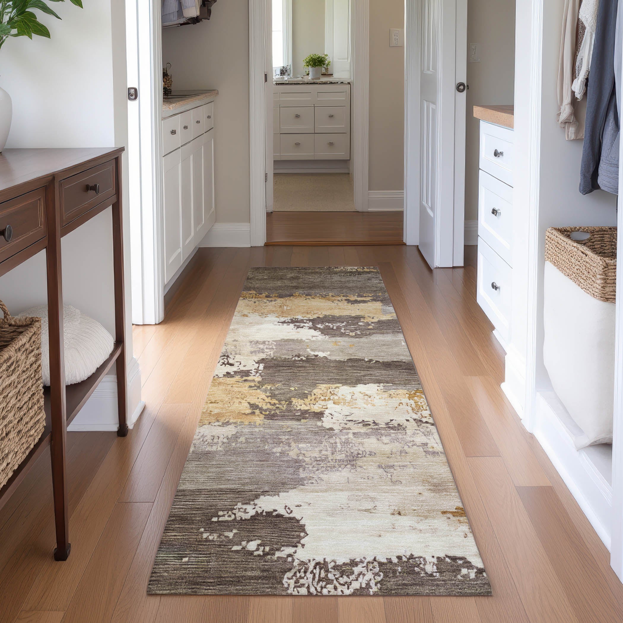 Colombo Machine Washable Traditional Chocolate Brown Rug 2'3" x 7'6" #shape_Runner