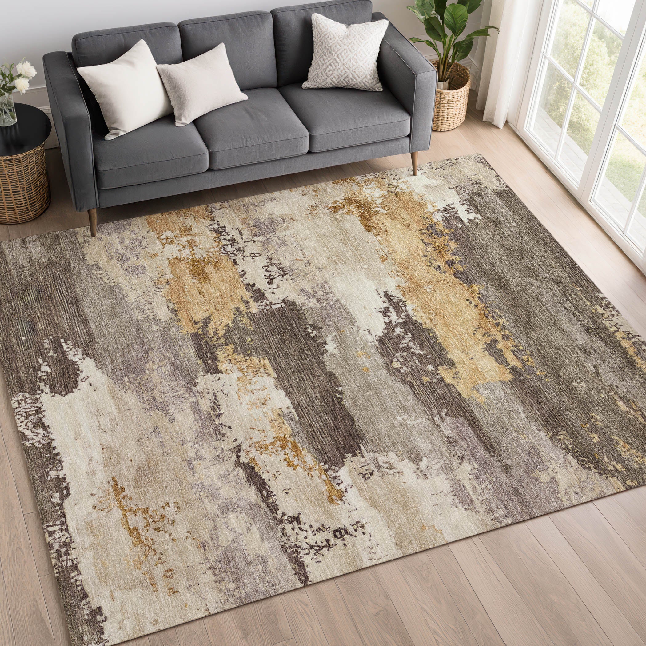 Colombo Machine Washable Traditional Chocolate Brown Rug 3' x 5' #shape_Rectangle