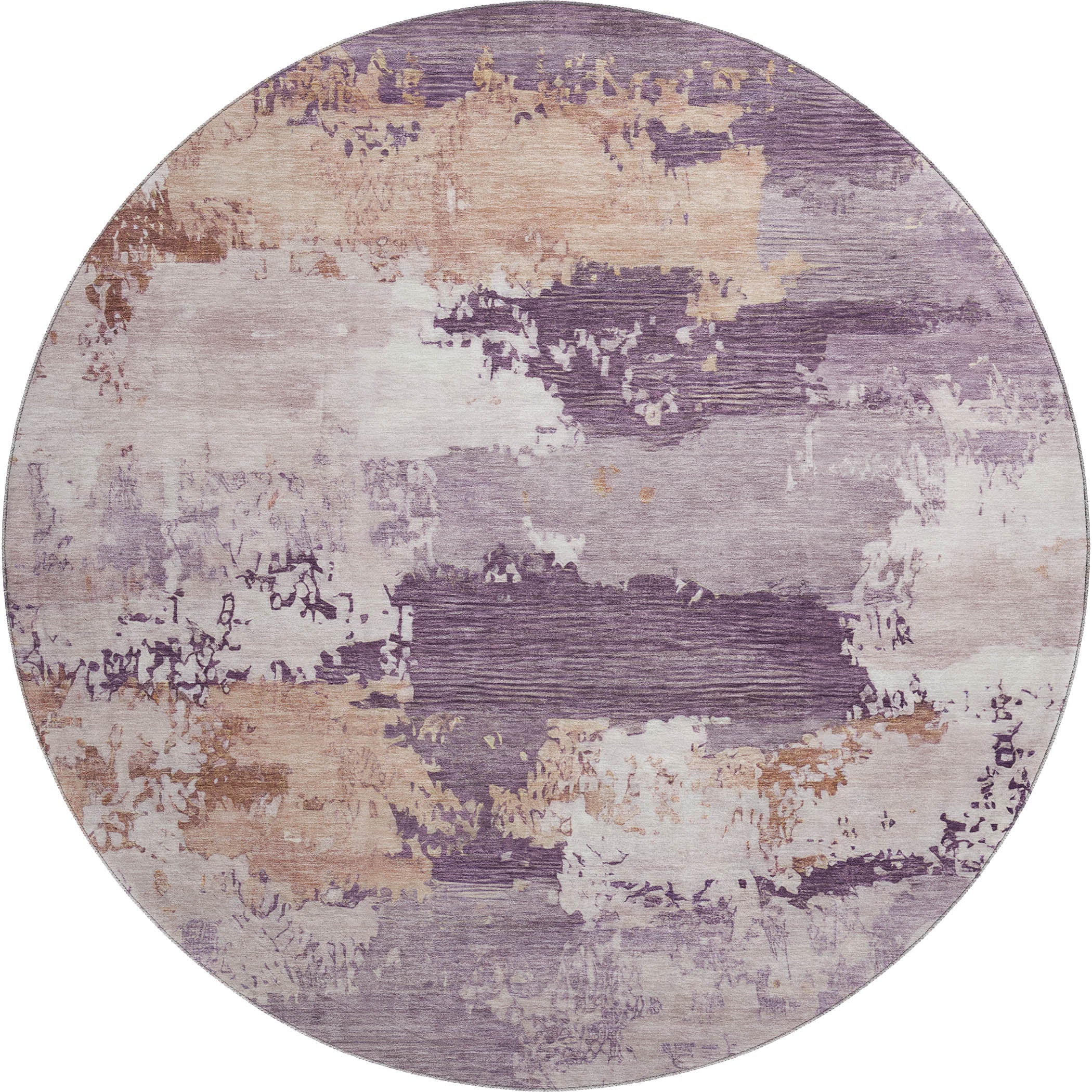 Colombo Machine Washable Traditional Eggplant Purple Rug 8' x 8' #shape_Round