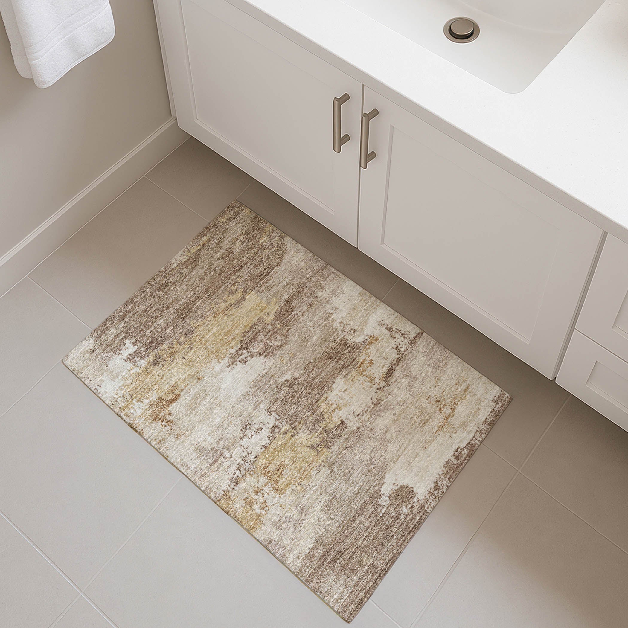 Colombo Machine Washable Traditional Mocha Brown Rug 1'8" x 2'6" #shape_Rectangle