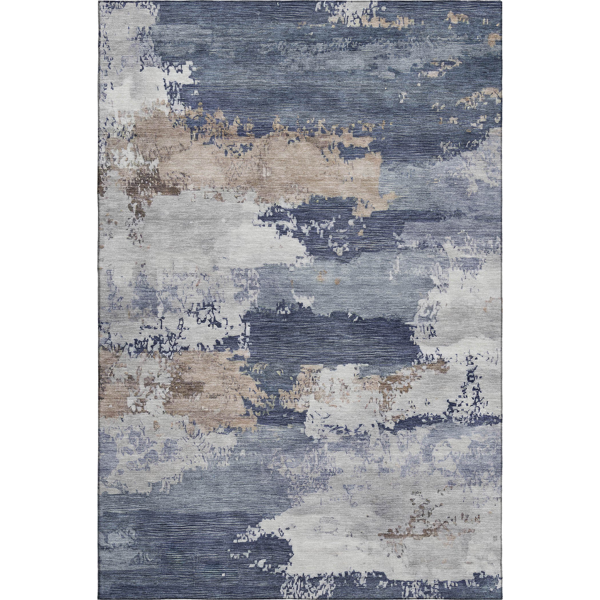 Colombo Machine Washable Transitional Navy Blue Rug 3' x 5' #shape_Rectangle