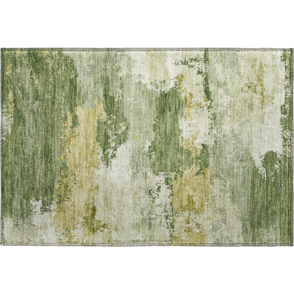 Colombo Machine Washable Transitional Olive Green Rug 1'8" x 2'6"