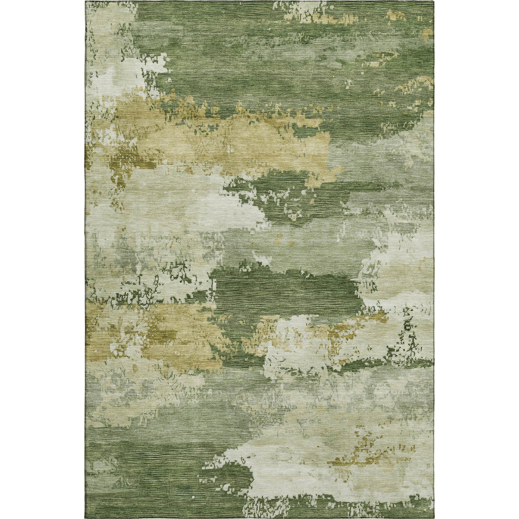 Colombo Machine Washable Transitional Olive Green Rug 3' x 5' #shape_Rectangle