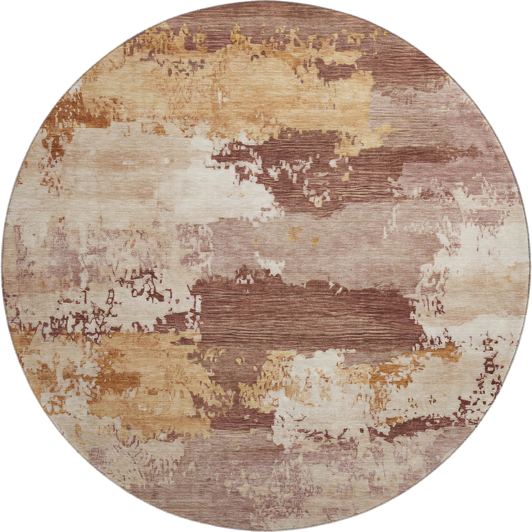 Colombo Machine Washable Transitional Paprika Orange Rug 8' x 8' #shape_Round