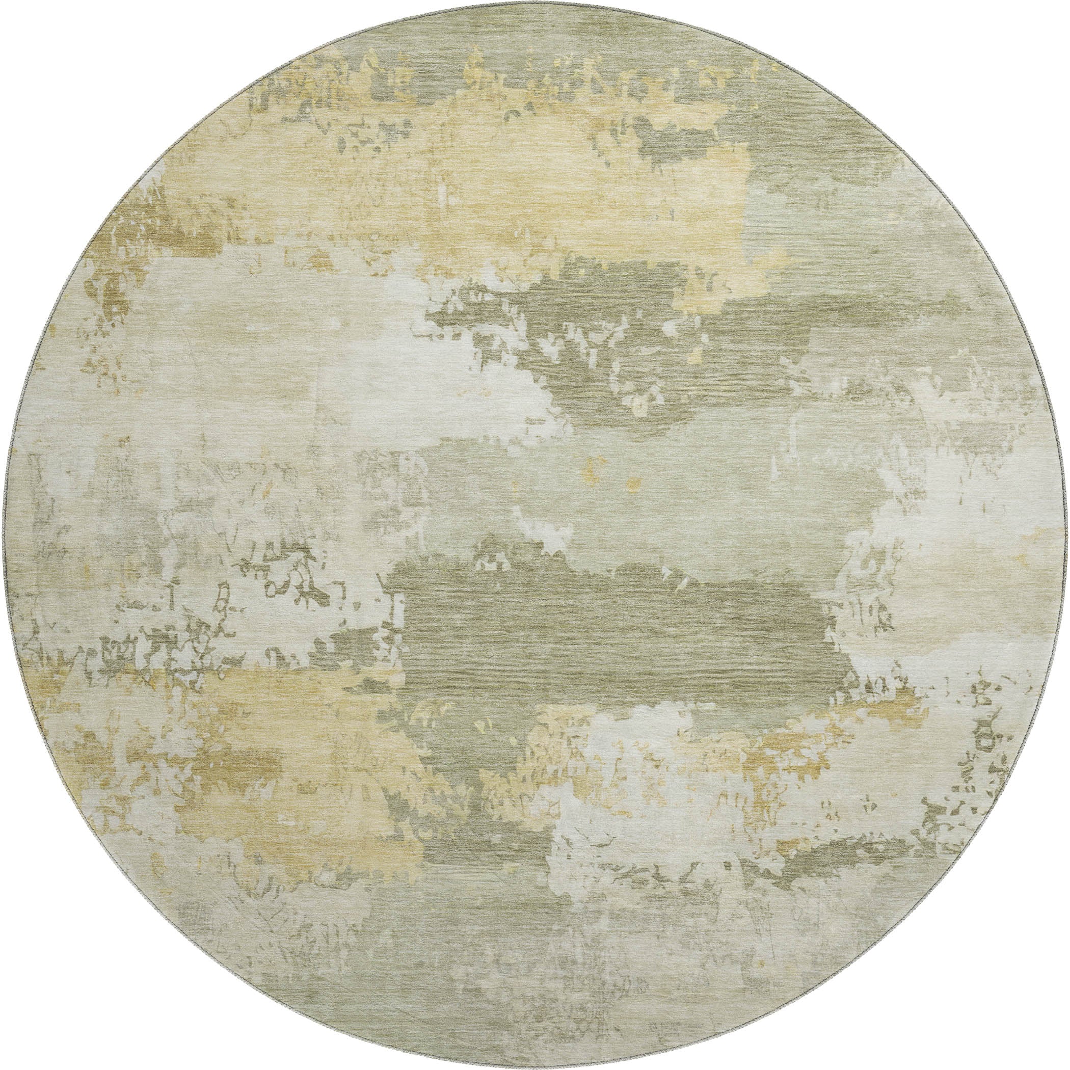 Colombo Machine Washable Transitional Sage Green Rug 8' x 8' #shape_Round