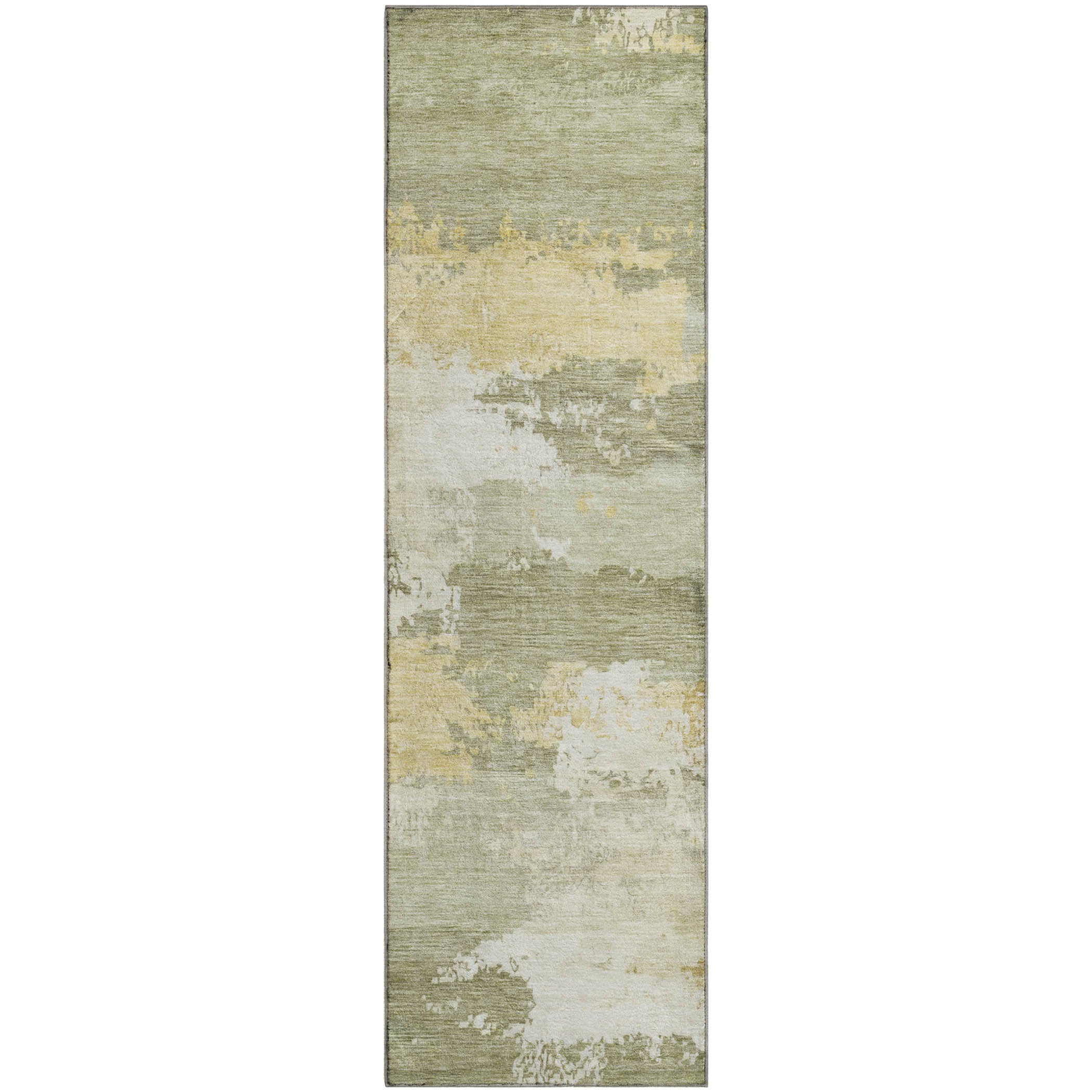 Colombo Machine Washable Transitional Sage Green Rug 2'3" x 7'6" #shape_Runner