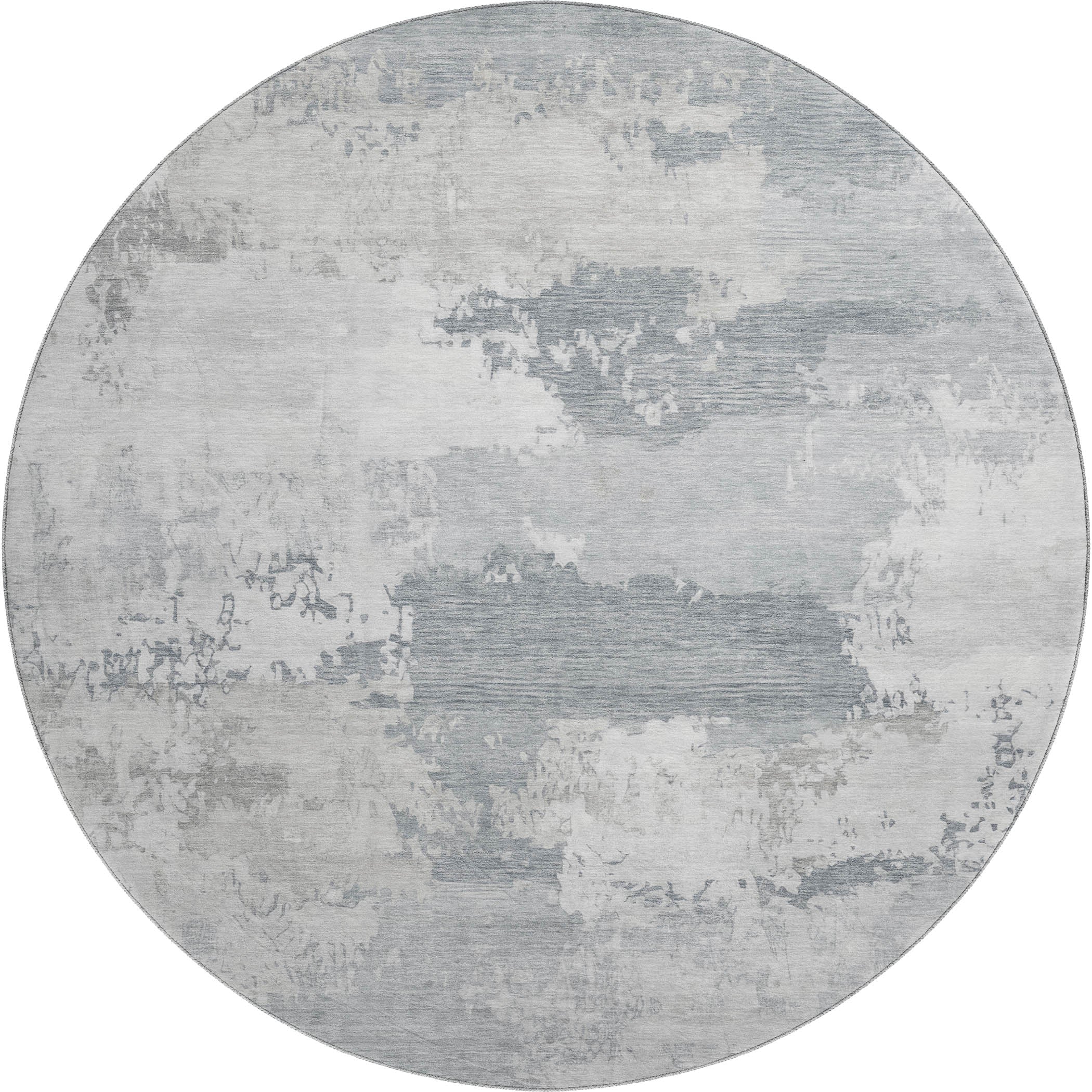 Colombo Machine Washable Transitional Silver Gray Rug 8' x 8' #shape_Round