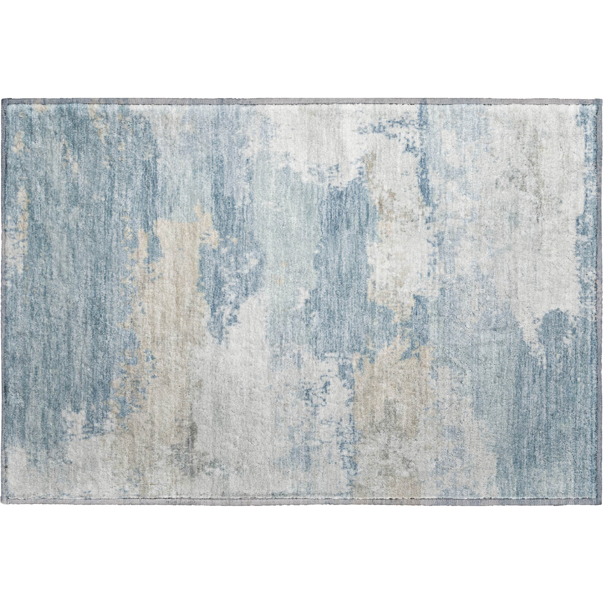 Colombo Machine Washable Transitional Sky Blue Rug 1'8" x 2'6" #shape_Rectangle