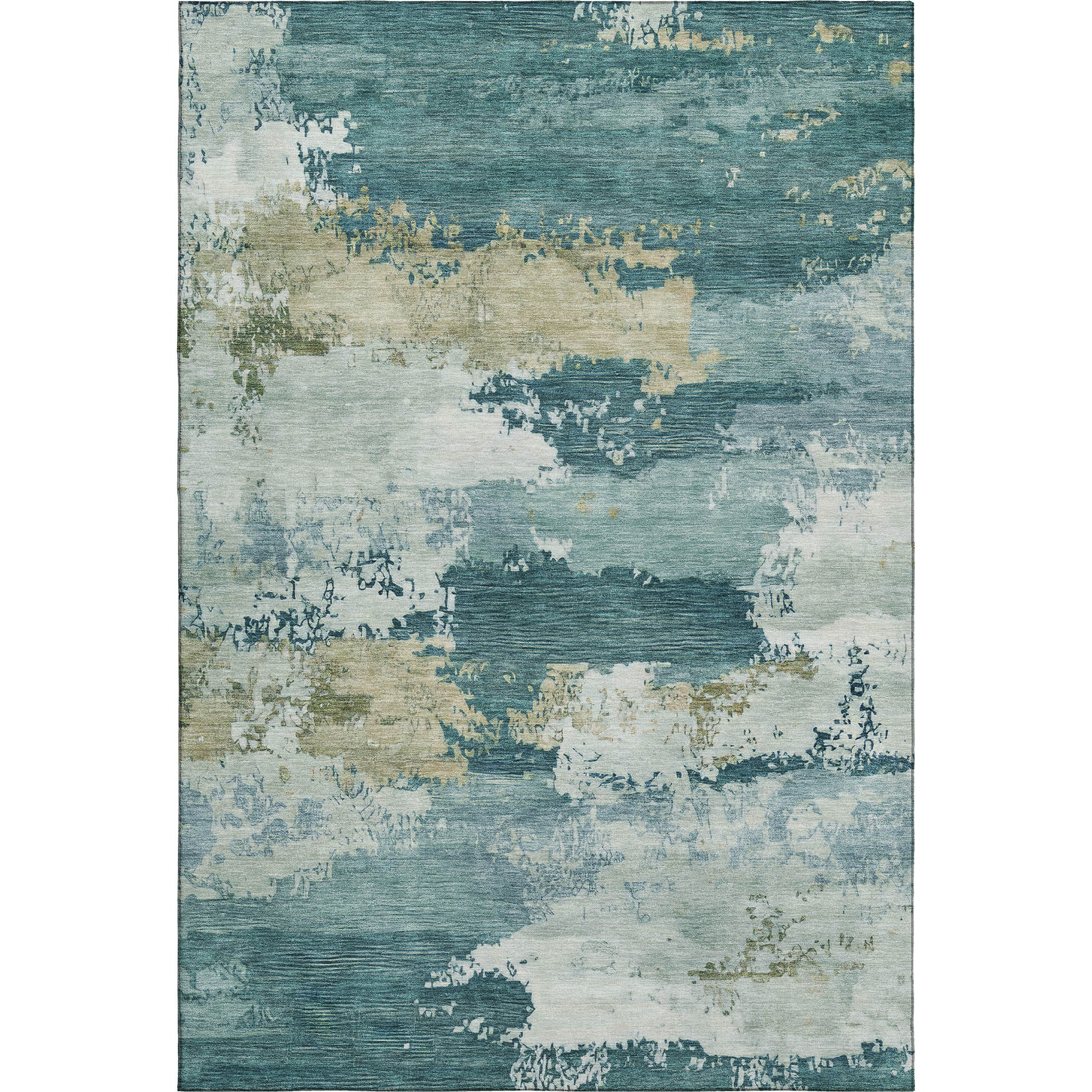Colombo Machine Washable Transitional Teal Rug 3' x 5' #shape_Rectangle