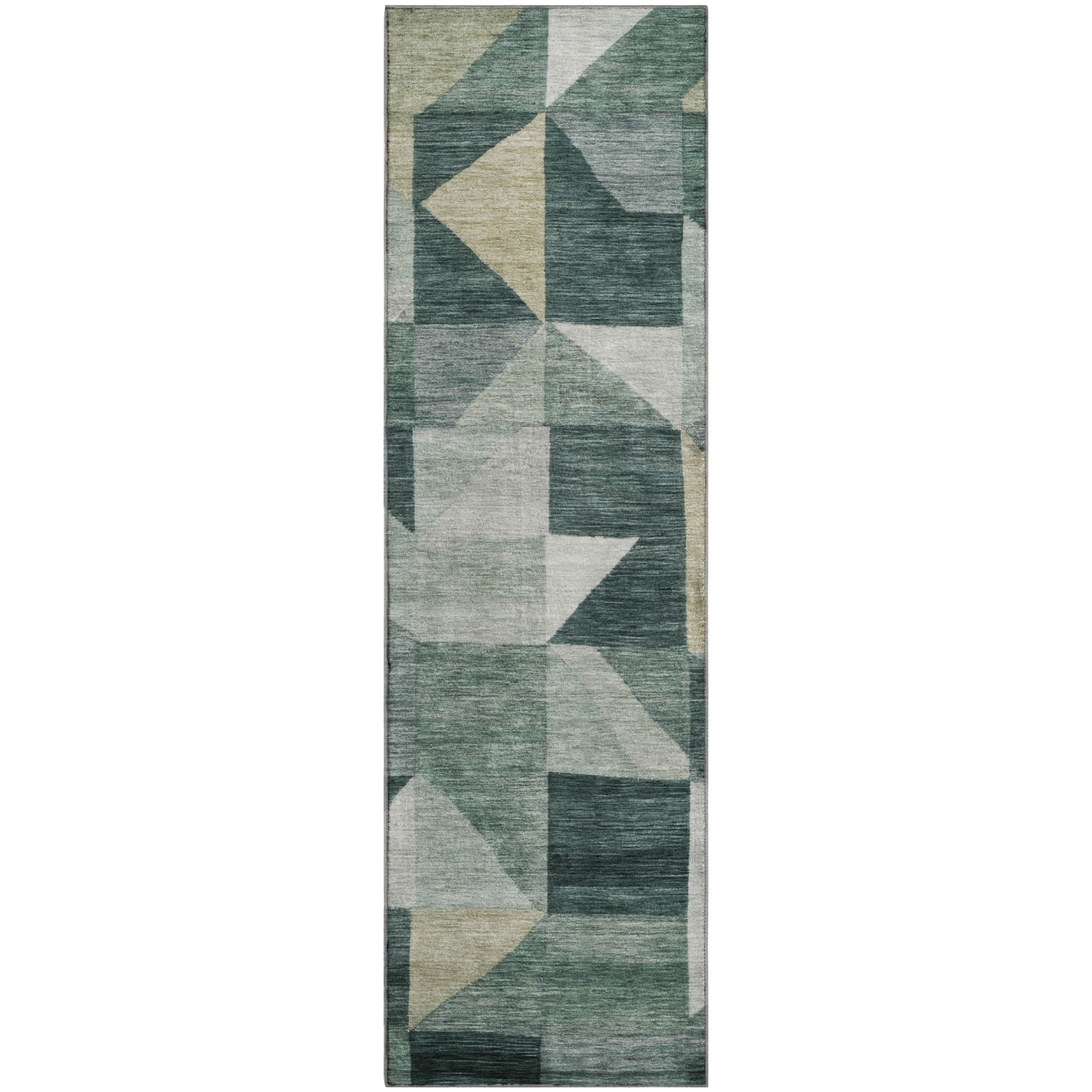 Kathmandu Machine Washable Transitional Basil Green Rug 2'3" x 7'6" #shape_Runner