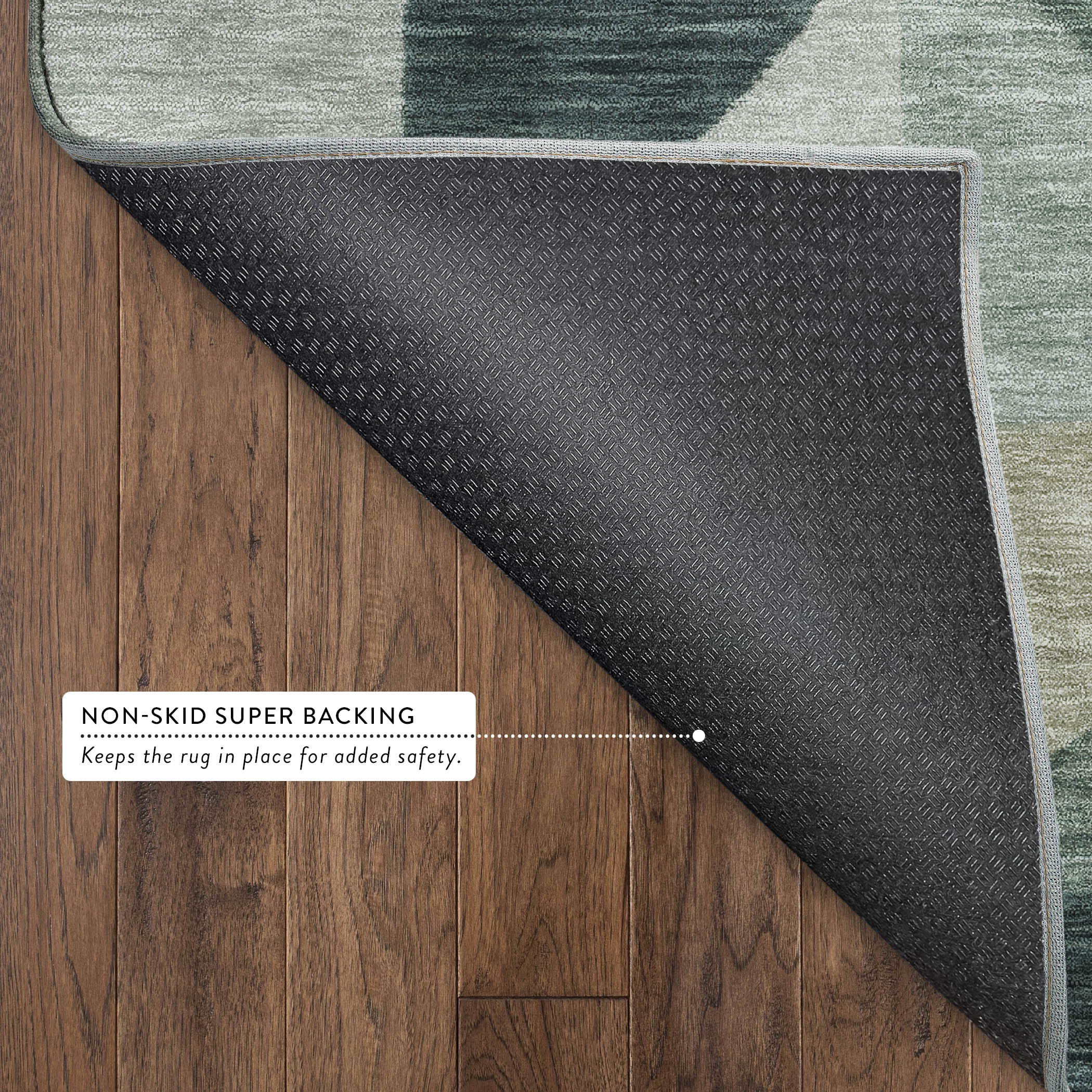 Kathmandu Machine Washable Transitional Basil Green Rug 1'8" x 2'6" #shape_Rectangle
