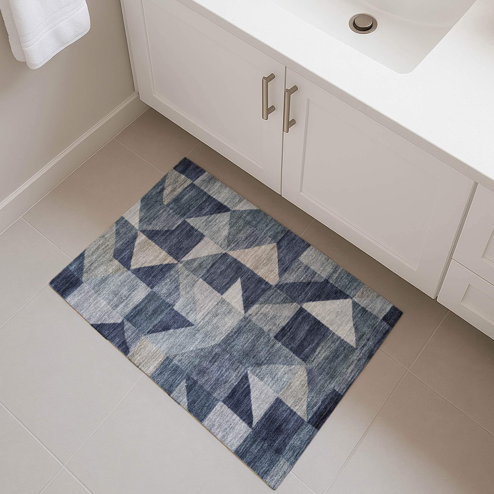 Kathmandu Machine Washable Transitional Blue Rug 1'8" x 2'6" #shape_Rectangle