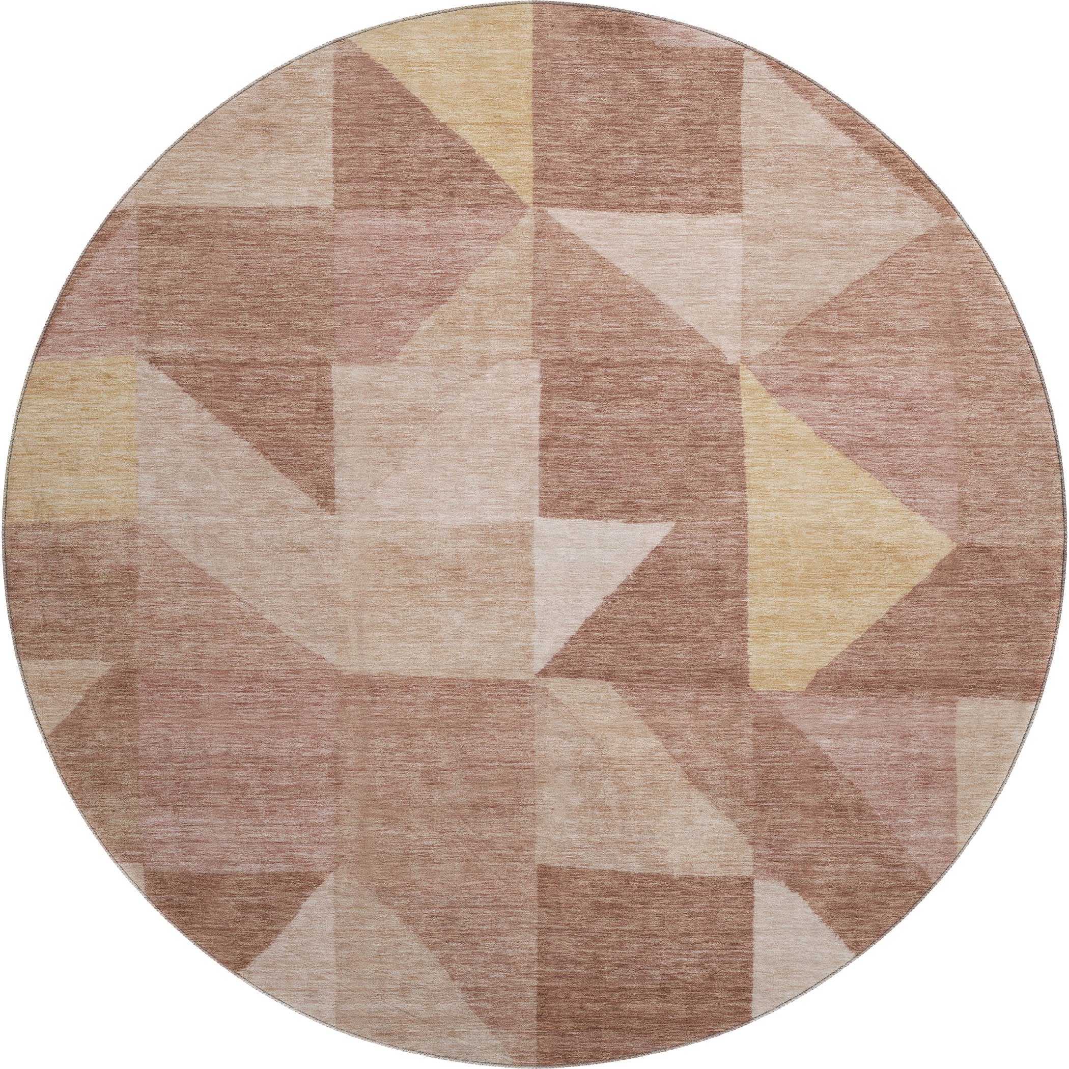 Kathmandu Machine Washable Transitional Blush Pink Rug 8' x 8' #shape_Round