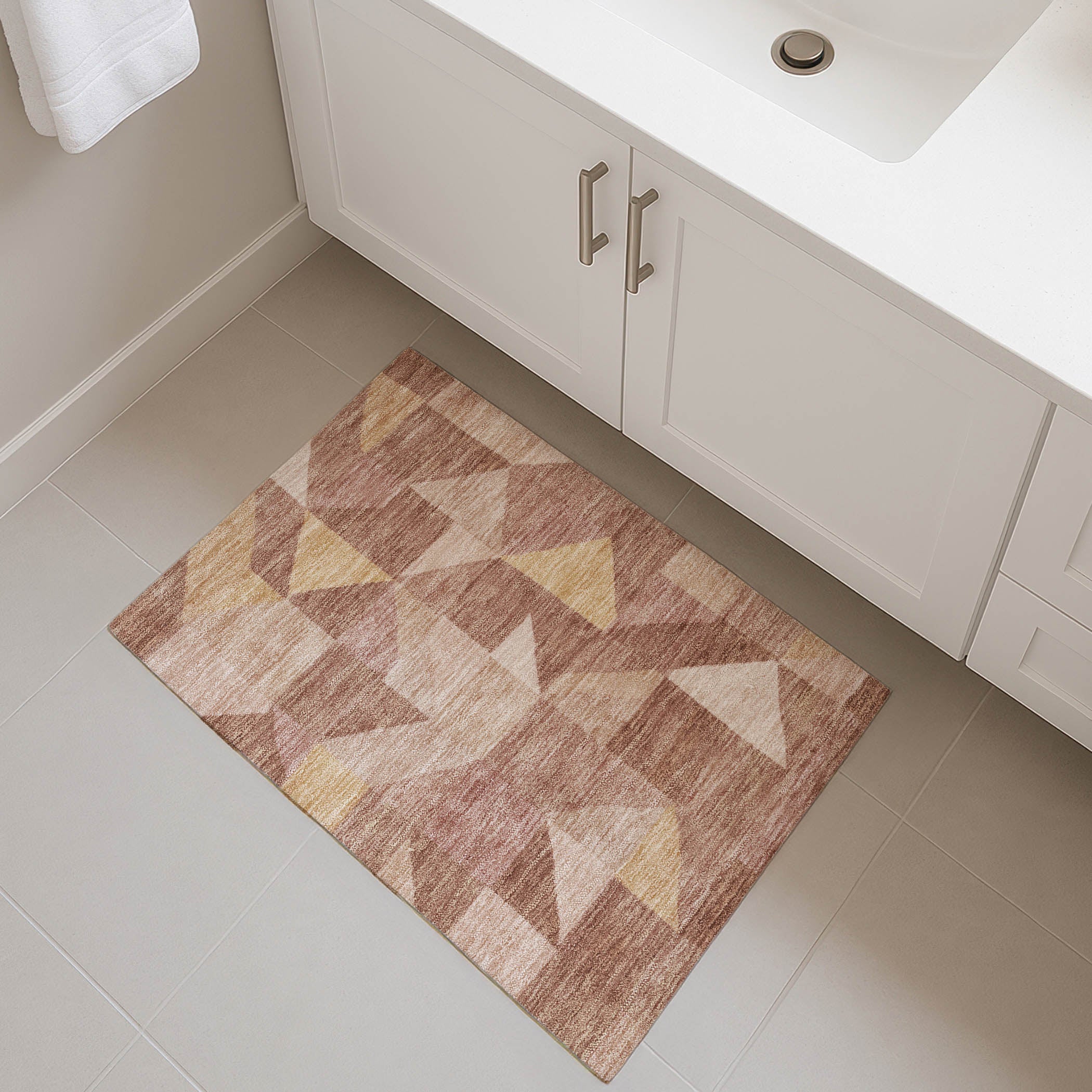 Kathmandu Machine Washable Transitional Blush Pink Rug 1'8" x 2'6" #shape_Rectangle