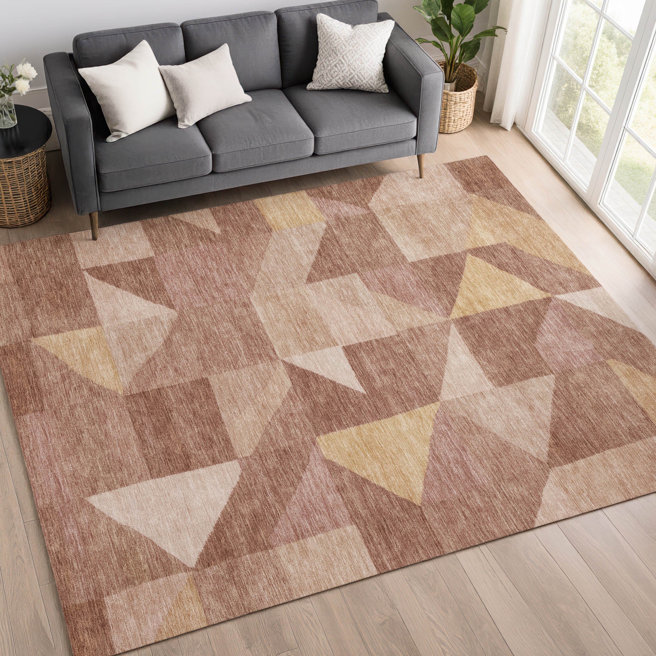 Kathmandu Machine Washable Transitional Blush Pink Rug 3' x 5' #shape_Rectangle