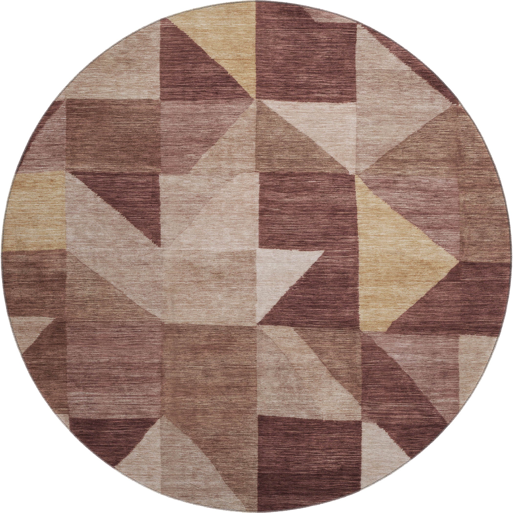 Kathmandu Machine Washable Transitional Burgundy Red Rug 8' x 8' #shape_Round