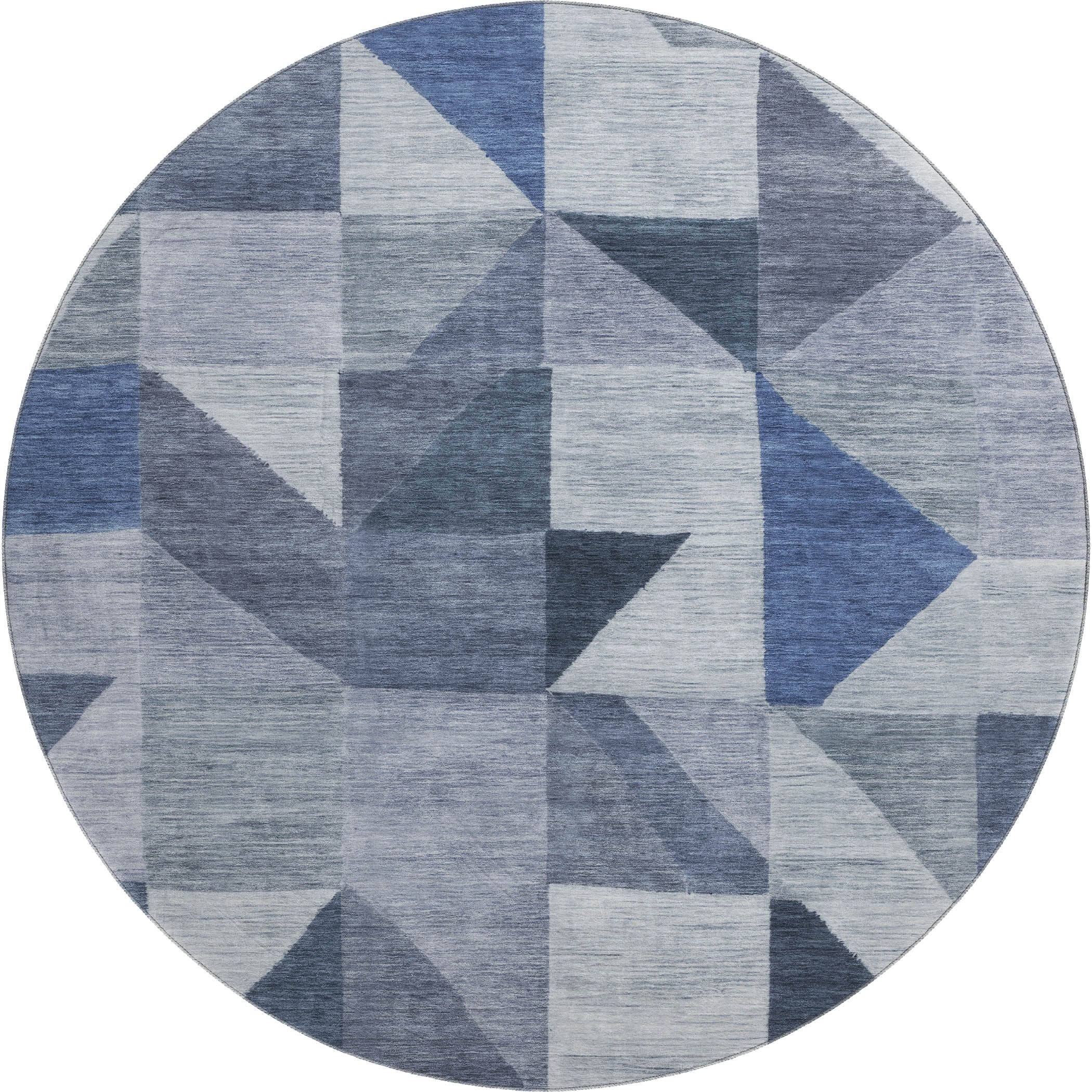 Kathmandu Machine Washable Transitional Denim Blue Rug 8' x 8' #shape_Round
