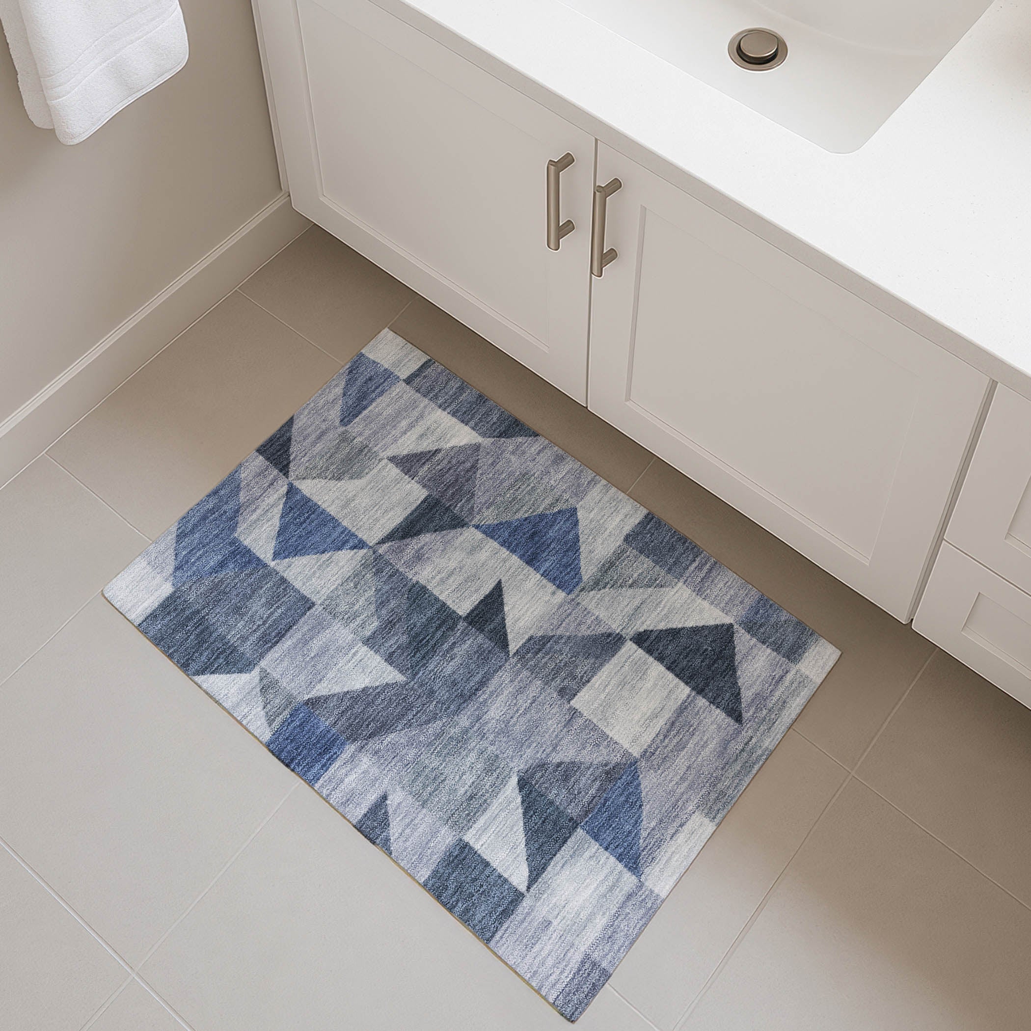 Kathmandu Machine Washable Transitional Denim Blue Rug 1'8" x 2'6" #shape_Rectangle