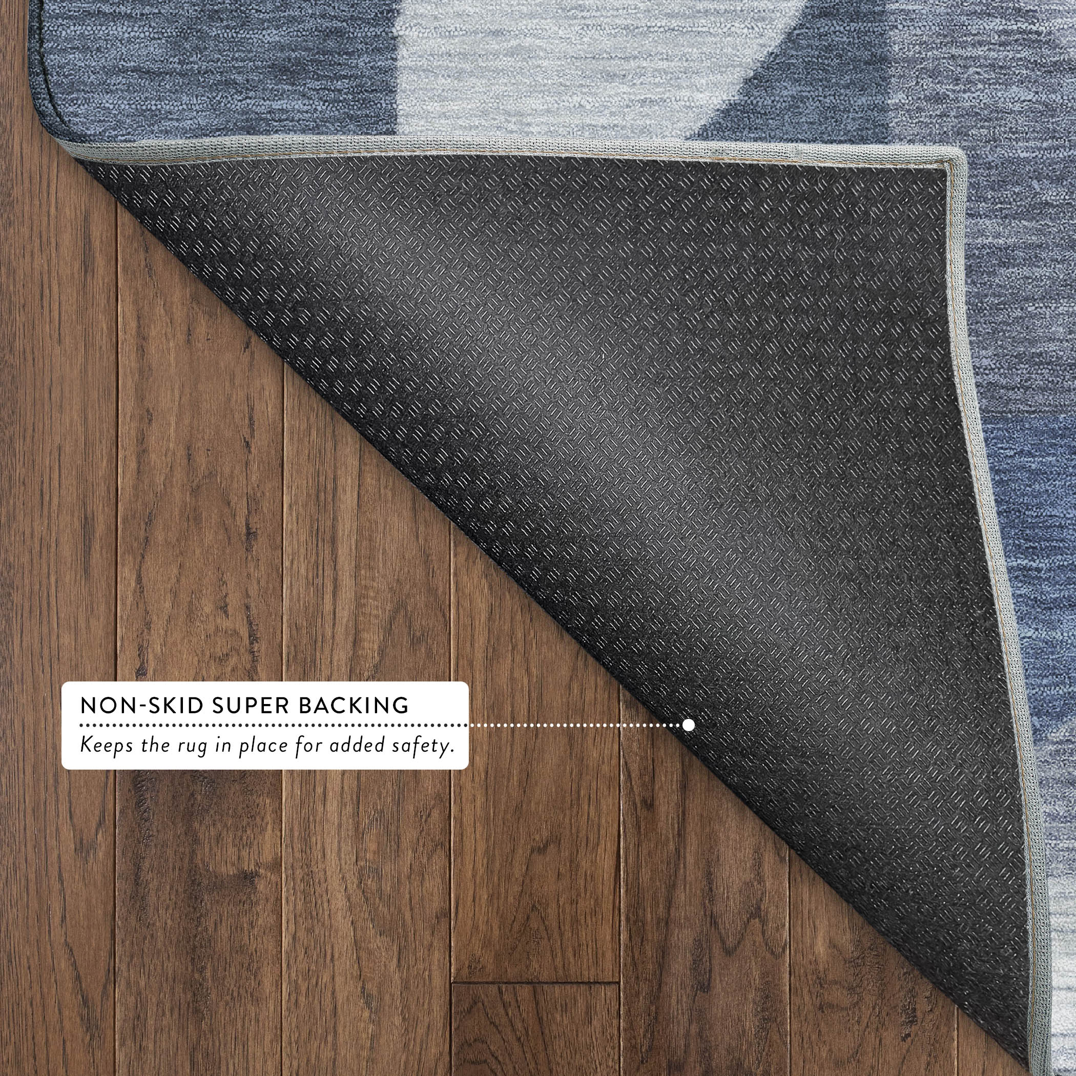 Kathmandu Machine Washable Transitional Denim Blue Rug 1'8" x 2'6" #shape_Rectangle