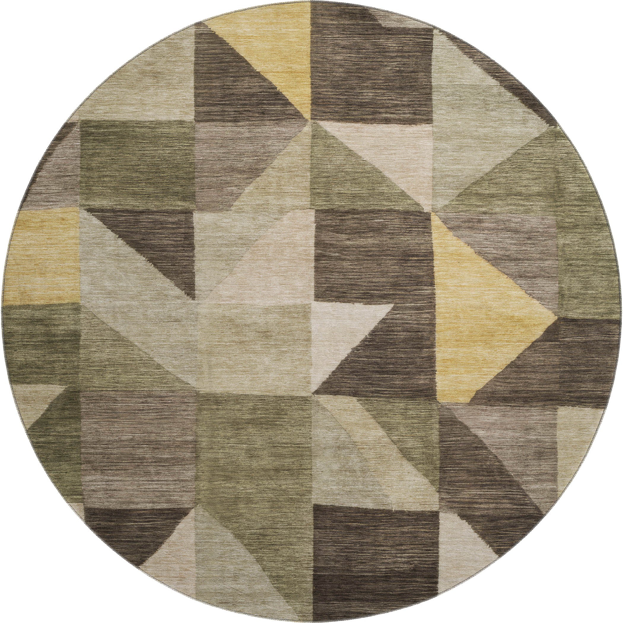 Kathmandu Machine Washable Transitional Fern Green Rug 8' x 8' #shape_Round